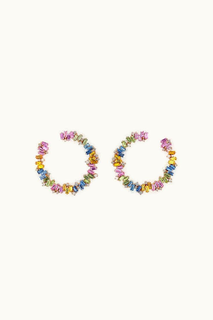Suzanne Kalan Suzanne Kalan Bold Pastel Sapphire Sideways Hoops UZ0181646