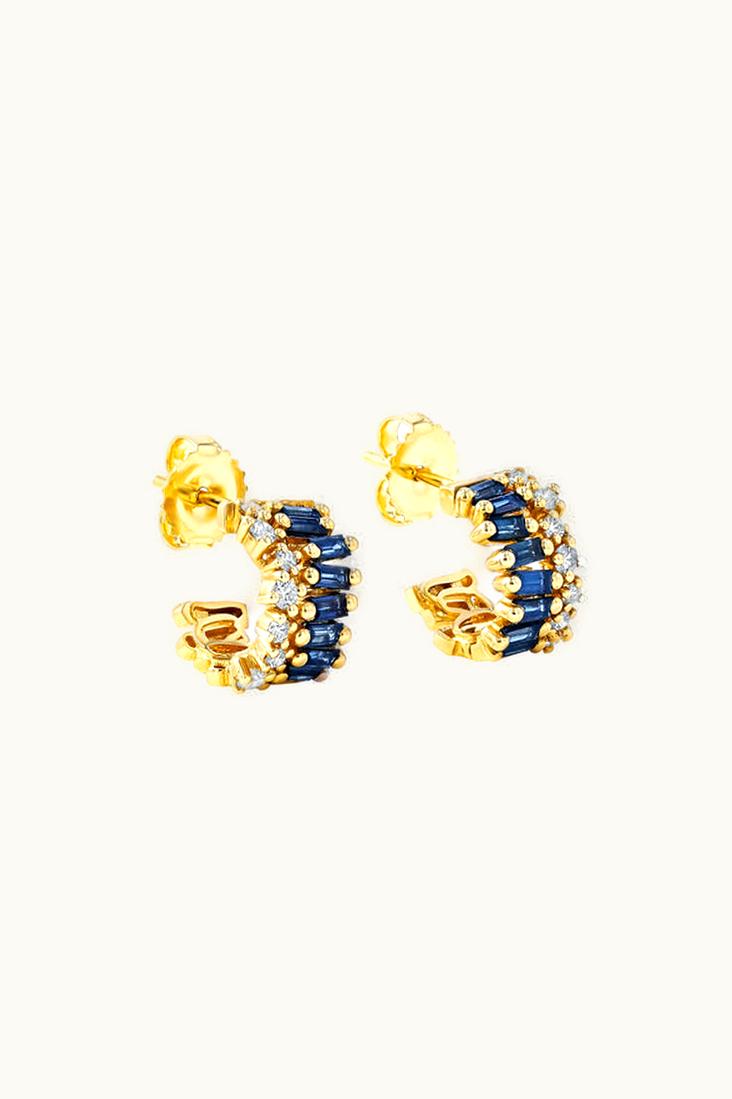Suzanne Kalan Suzanne Kalan Short Stack Dark Blue Sapphire Mini Hoops UZ0181657