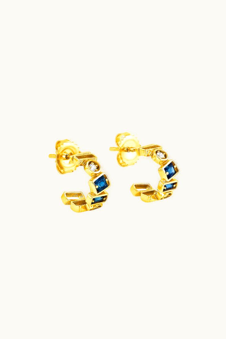 Suzanne Kalan Suzanne Kalan Inlay Dark Blue Sapphire Mini Hoops UZ0181673