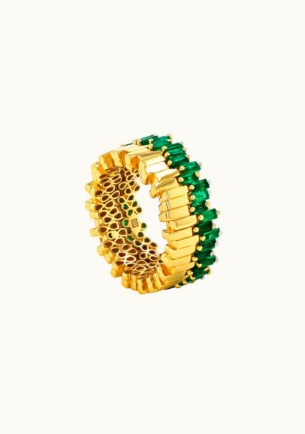 Suzanne Kalan Suzanne Kalan Golden Midi Stacker Emerald Eternity Band UZ0181703