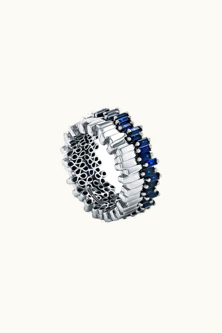 Suzanne Kalan Suzanne Kalan Golden Midi Stacker Dark Blue Sapphire Eternity Band UZ0181704