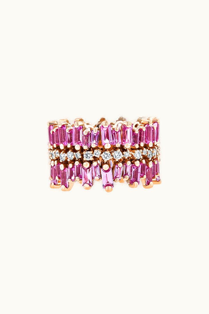 Suzanne Kalan Suzanne Kalan Double Short Stack Pink Sapphire Eternity Band UZ0181710