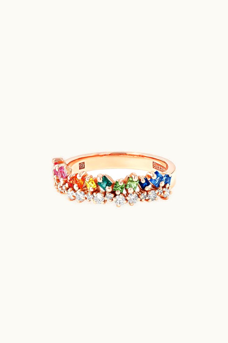 Suzanne Kalan Suzanne Kalan Princess Short Stack Rainbow Sapphire Half Band UZ0181731