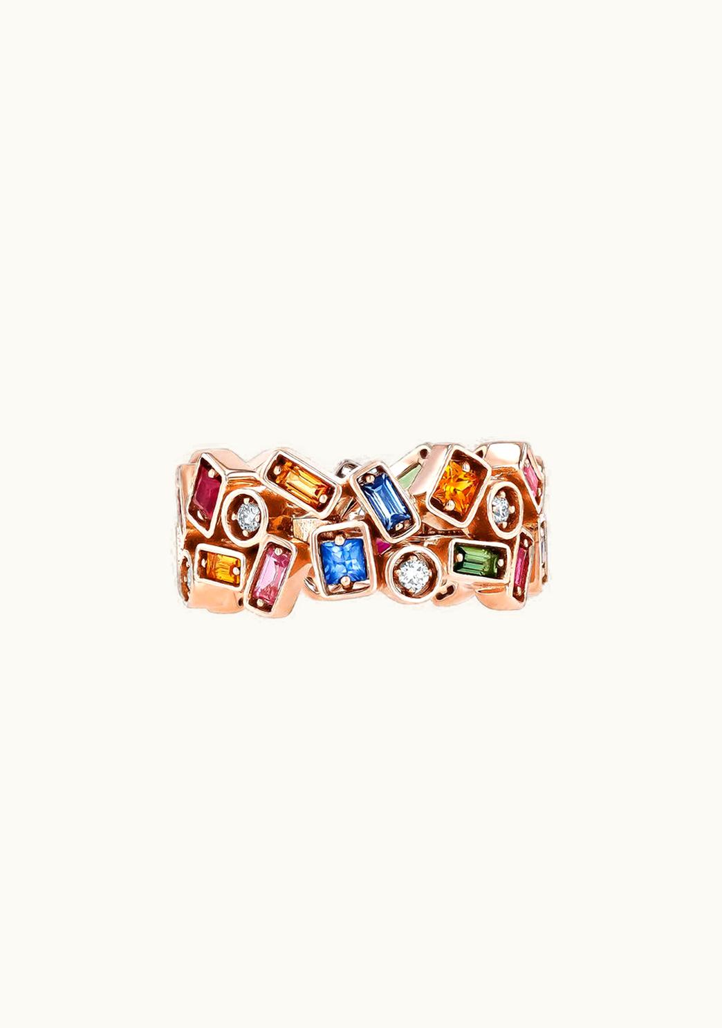 Suzanne Kalan Suzanne Kalan Double Row Inlay Rainbow Sapphire Eternity Band UZ0181794