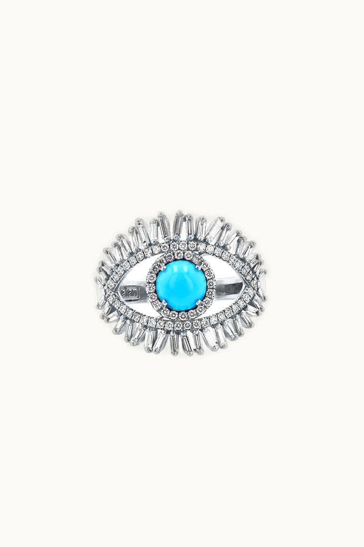 Suzanne Kalan Suzanne Kalan Large Evil Eye Turquioise Diamond Ring UZ0181809