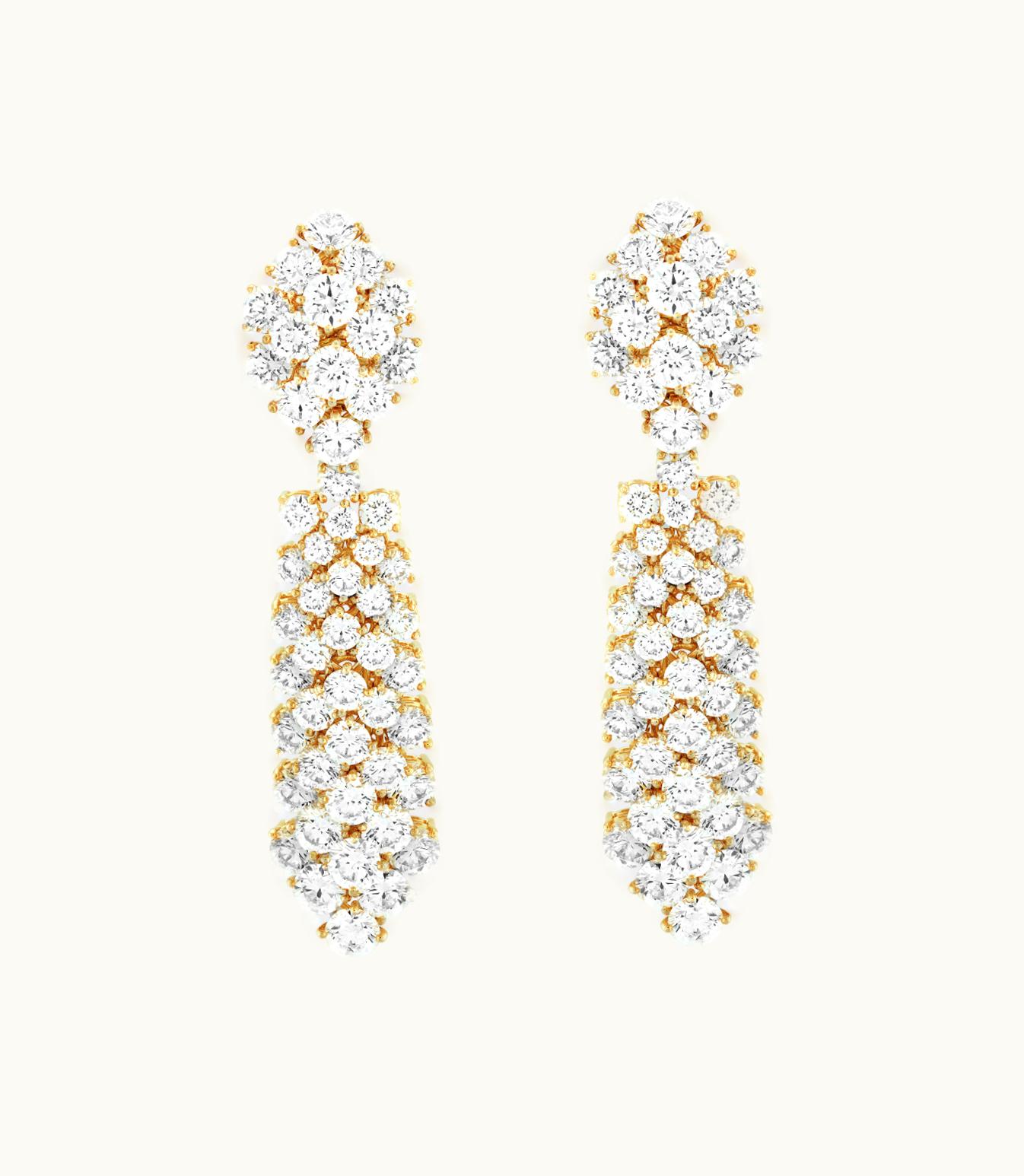 Van Cleef & Arpels À Cheval Earrings with Detachable Pendants, Small Model. 18k Yellow Gold, Diamonds