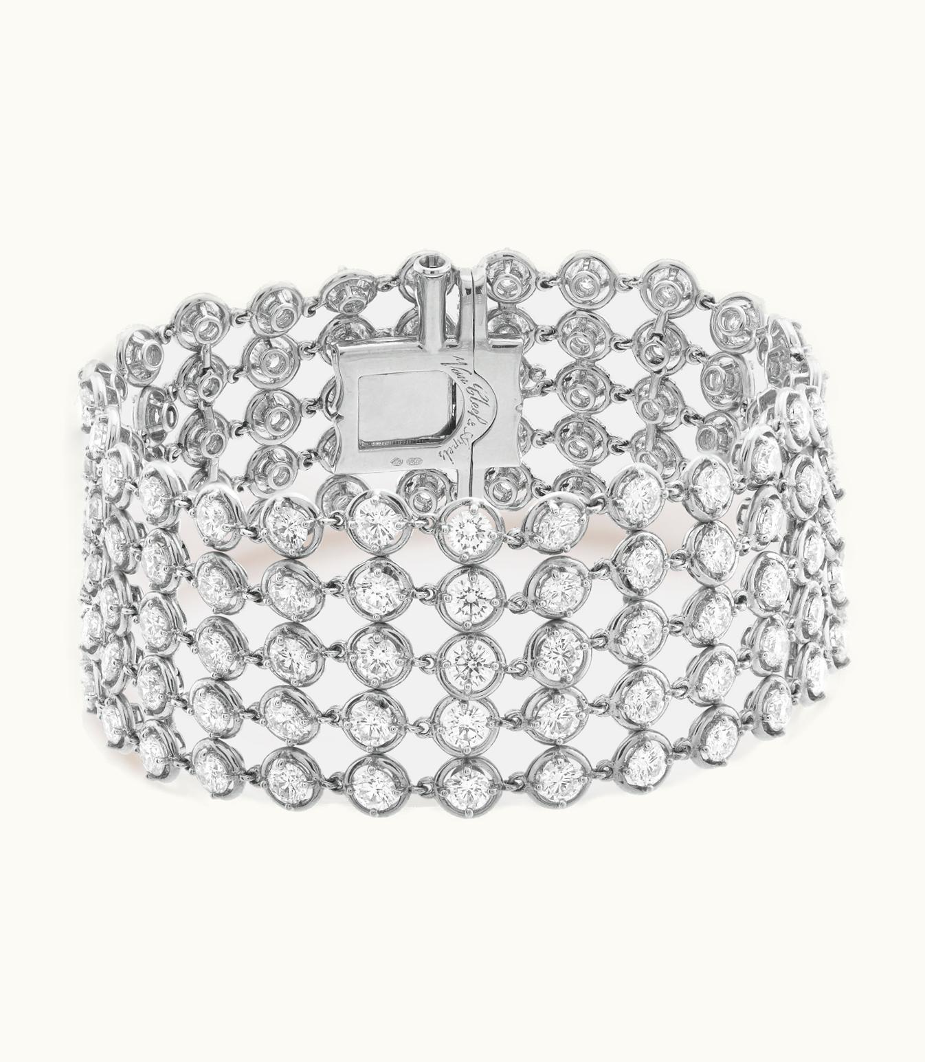 Van Cleef & Arpels Palmyre Bracelet. Rhodium Plated 18k White Gold, Diamonds VCARO3R300