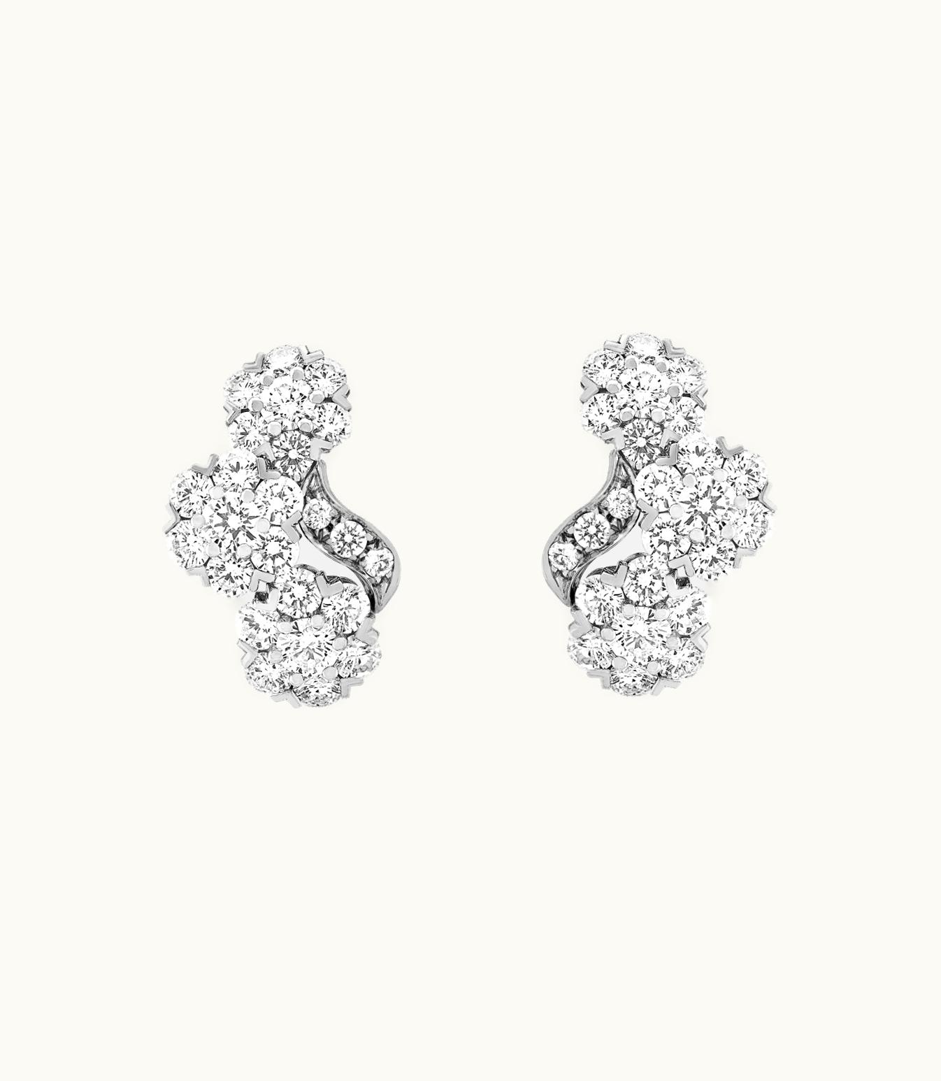 Van Cleef & Arpels Snowflake Earrings. Platinum, Rhodium Plated 18k White Gold, Diamonds