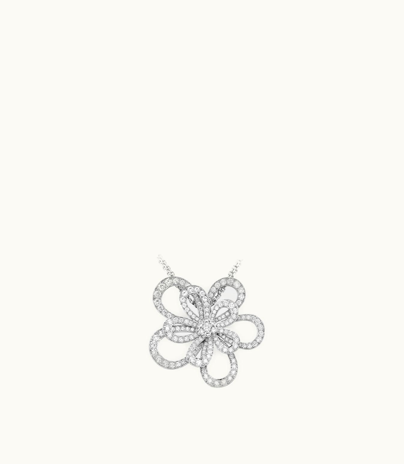 Van Cleef & Arpels Van Cleef & Arpels Flowerlace Clip And Pendant White Diamond High Jewelry