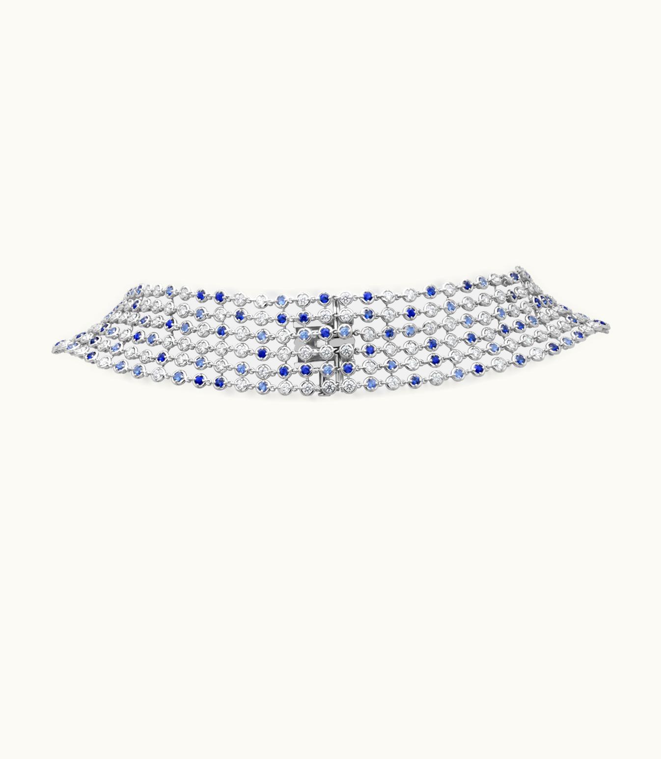 Van Cleef & Arpels Brume De Saphir Necklace. Rhodium Plated 18k White Gold, Sapphires, Diamonds