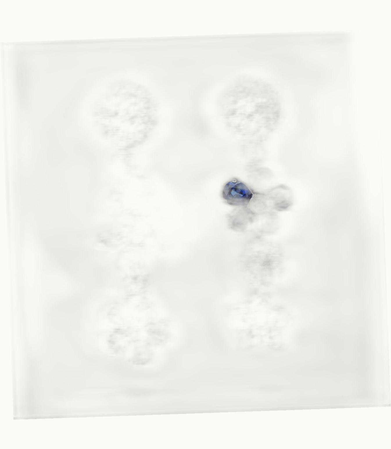 Van Cleef & Arpels Folie Des Prés Earrings. Rhodium Plated 18k White Gold, Sapphires, Diamonds