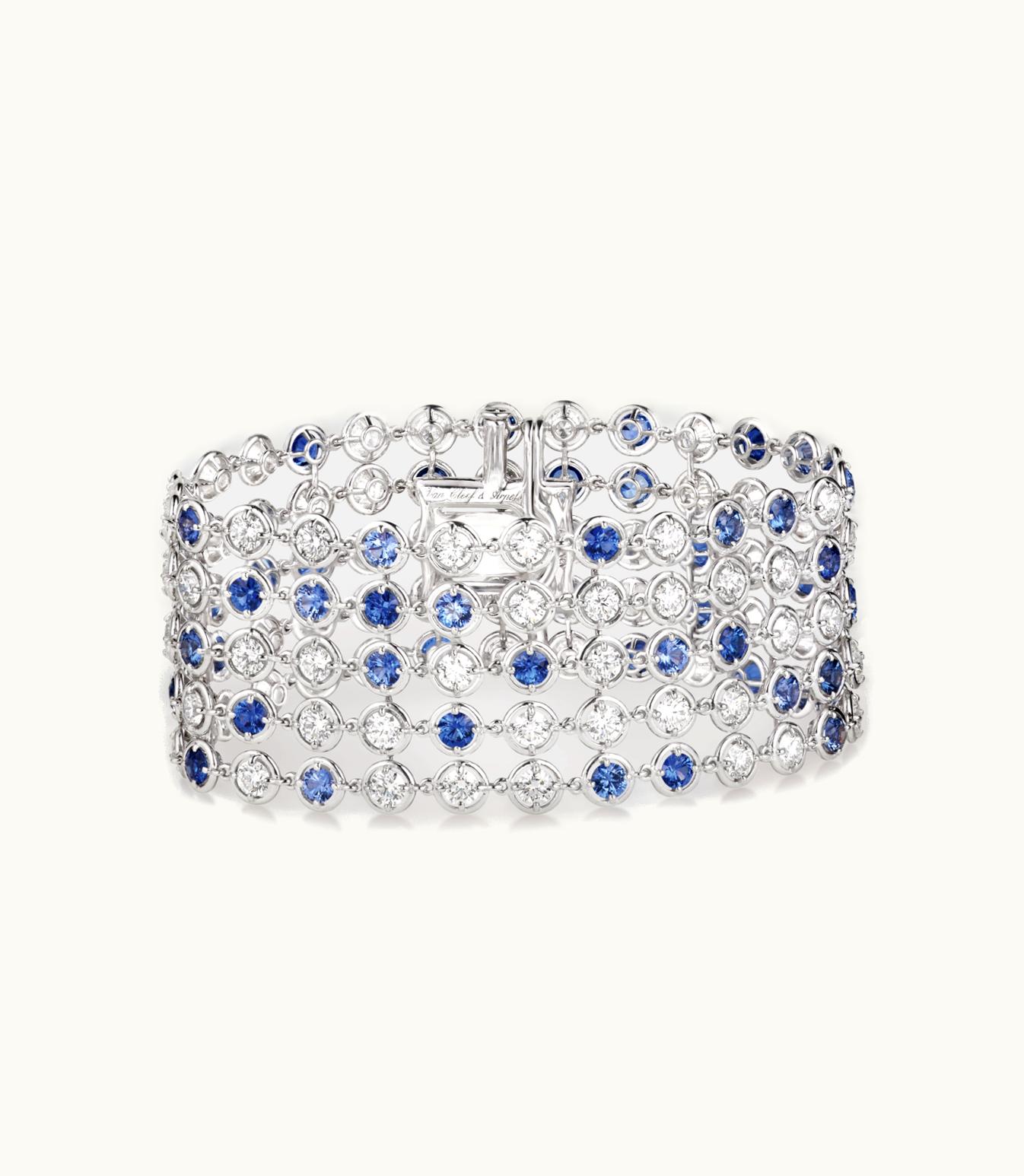Van Cleef & Arpels Brume De Saphir Bracelet. Rhodium Plated 18k White Gold, Sapphires, Diamonds