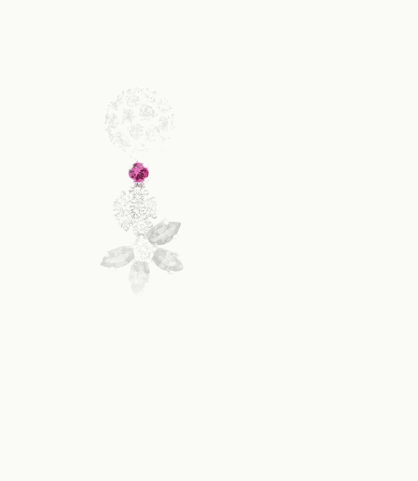 Van Cleef & Arpels Folie Des Prés Earrings. Rhodium Plated 18k White Gold, Pink and Mauve Sapphires, Diamonds