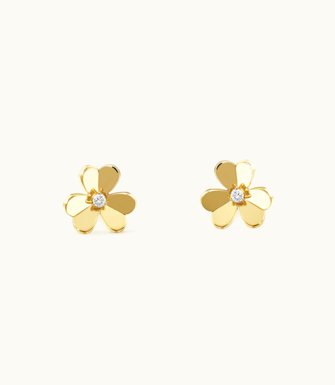 Van Cleef & Arpels Frivole Earrings, Small Model, 18k Yellow Gold, Diamonds VCARB65700