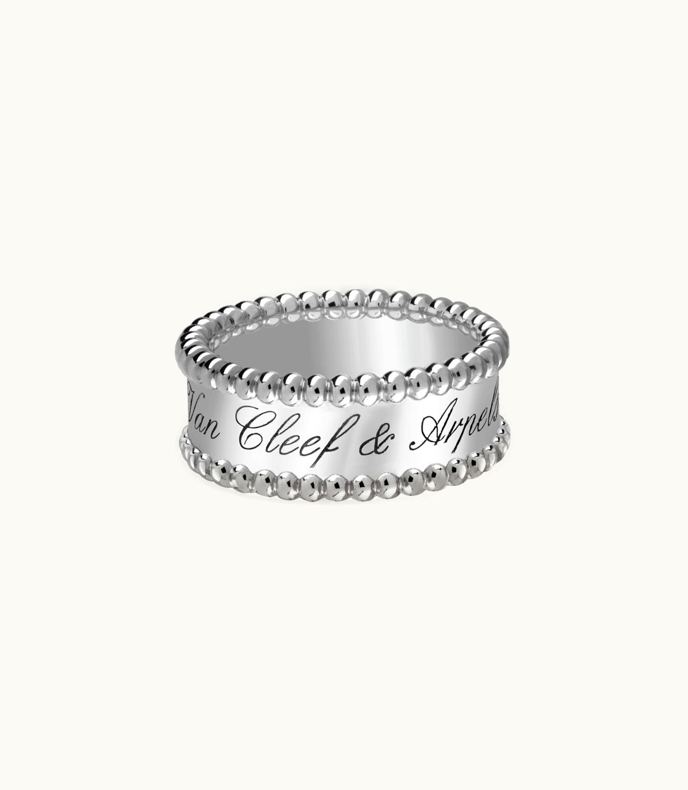 Van Cleef & Arpels Perlée Signature Ring, Rhodium Plated 18k White Gold