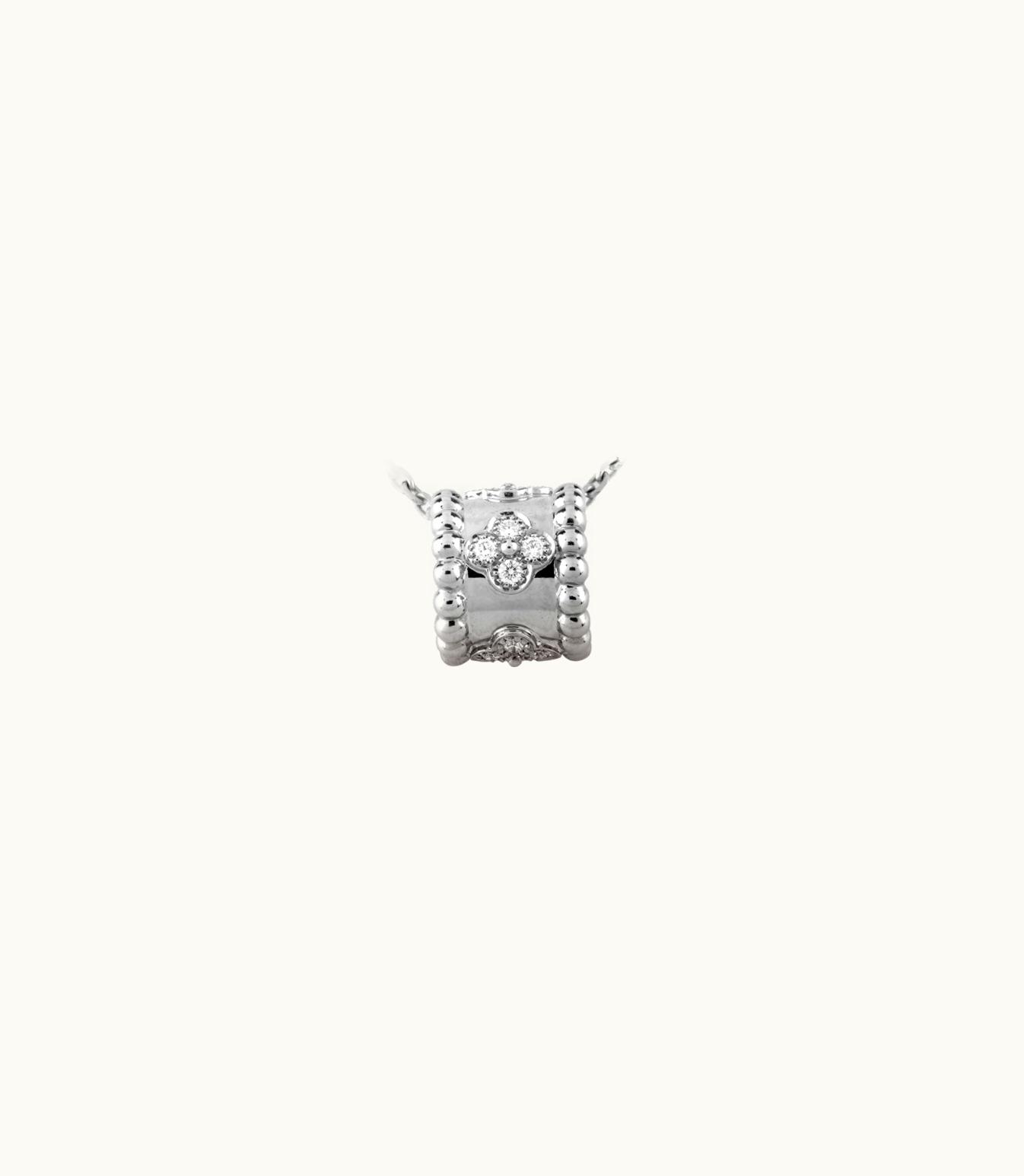 Van Cleef & Arpels Perlée Clovers Pendant, Rhodium Plated 18k White Gold, Diamonds
