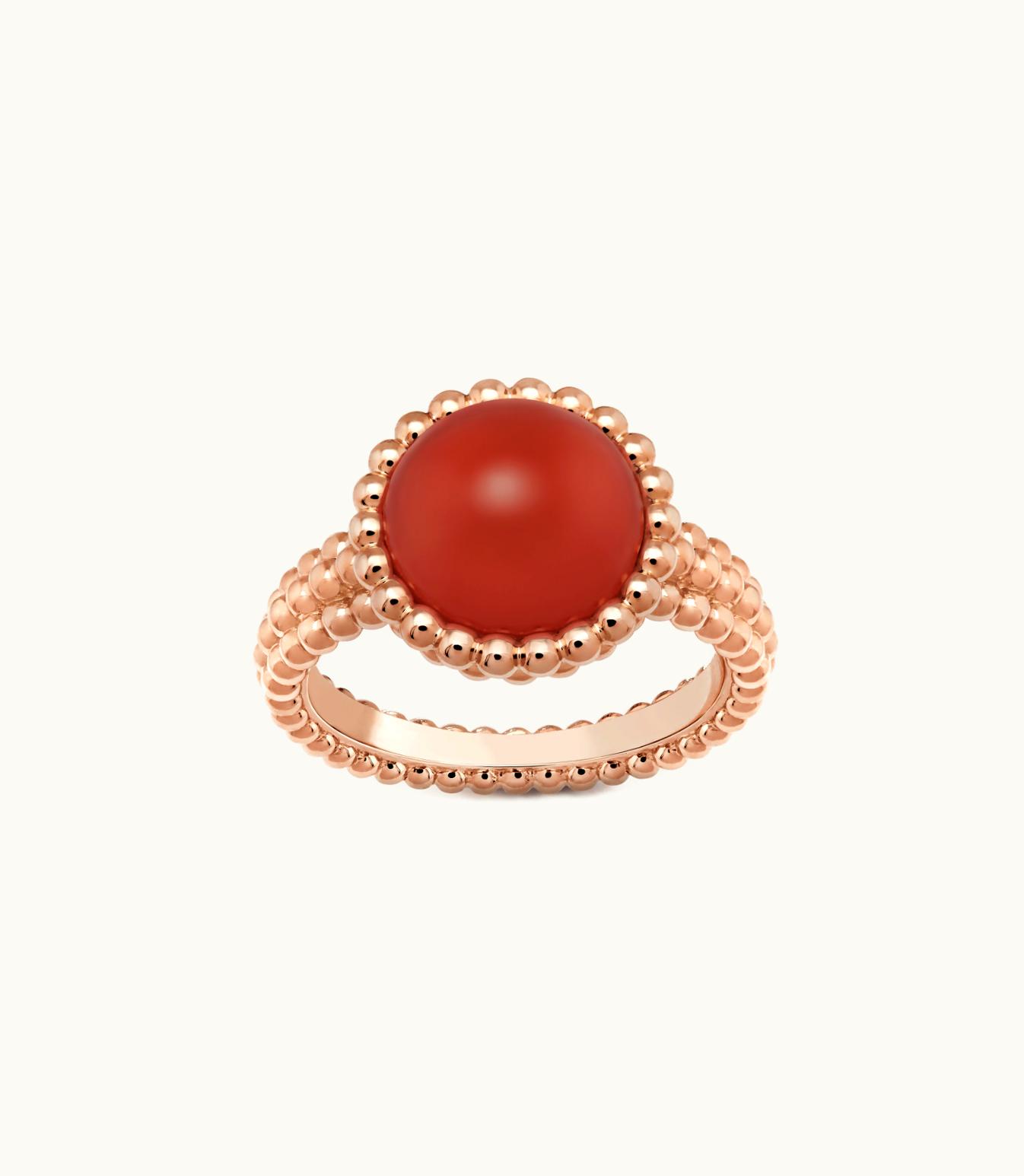Van Cleef & Arpels Perlée Couleurs Ring, 18k Rose Gold, Carnelian