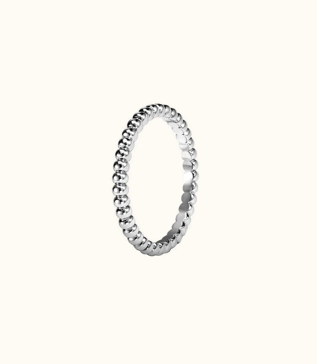 Van Cleef & Arpels Perlée Pearls Of Gold Ring, Small Model, Rhodium Plated 18k White Gold