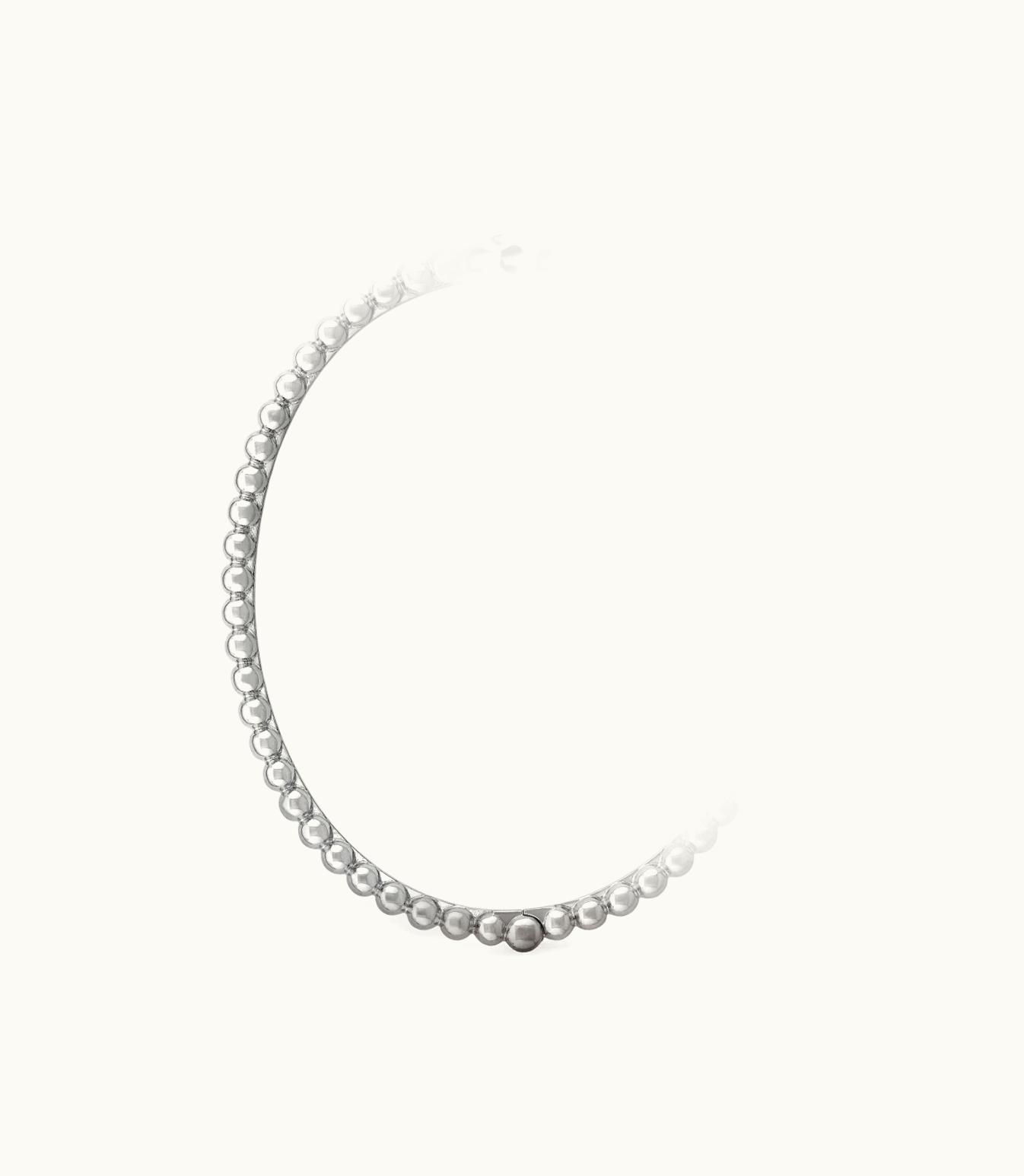 Van Cleef & Arpels Perlée Pearls Of Gold Bracelet, Rhodium Plated 18k White Gold, Medium Model