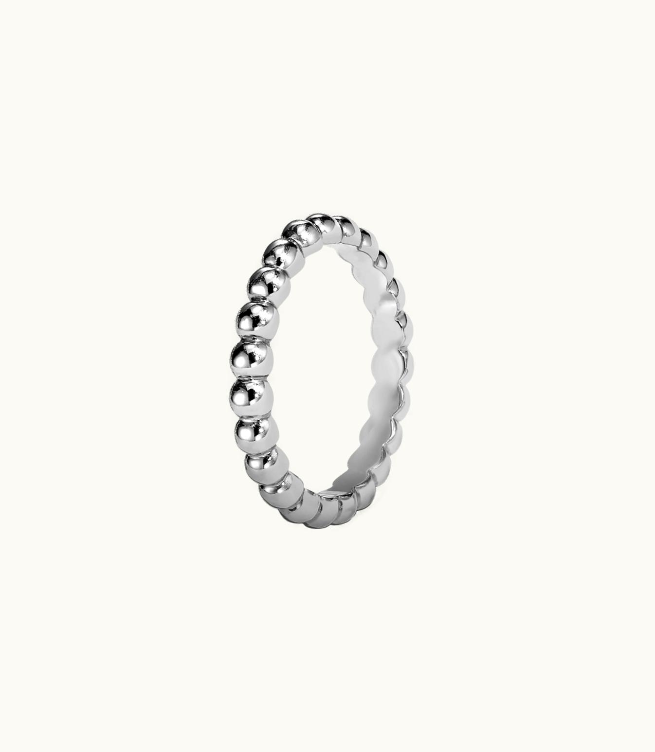 Van Cleef & Arpels Perlée Pearls Of Gold Ring, Medium Model, Rhodium Plated 18k White Gold