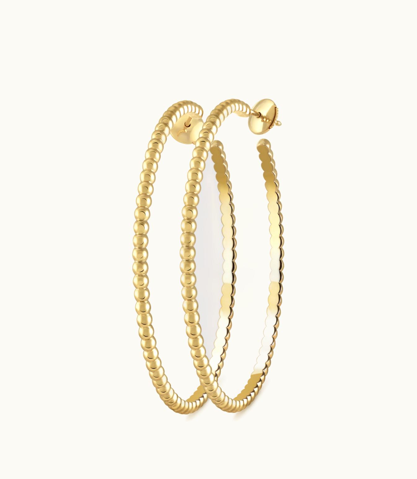 Van Cleef & Arpels Perlée Pearls Of Gold Hoop Earrings, 18k Yellow Gold, Large Model