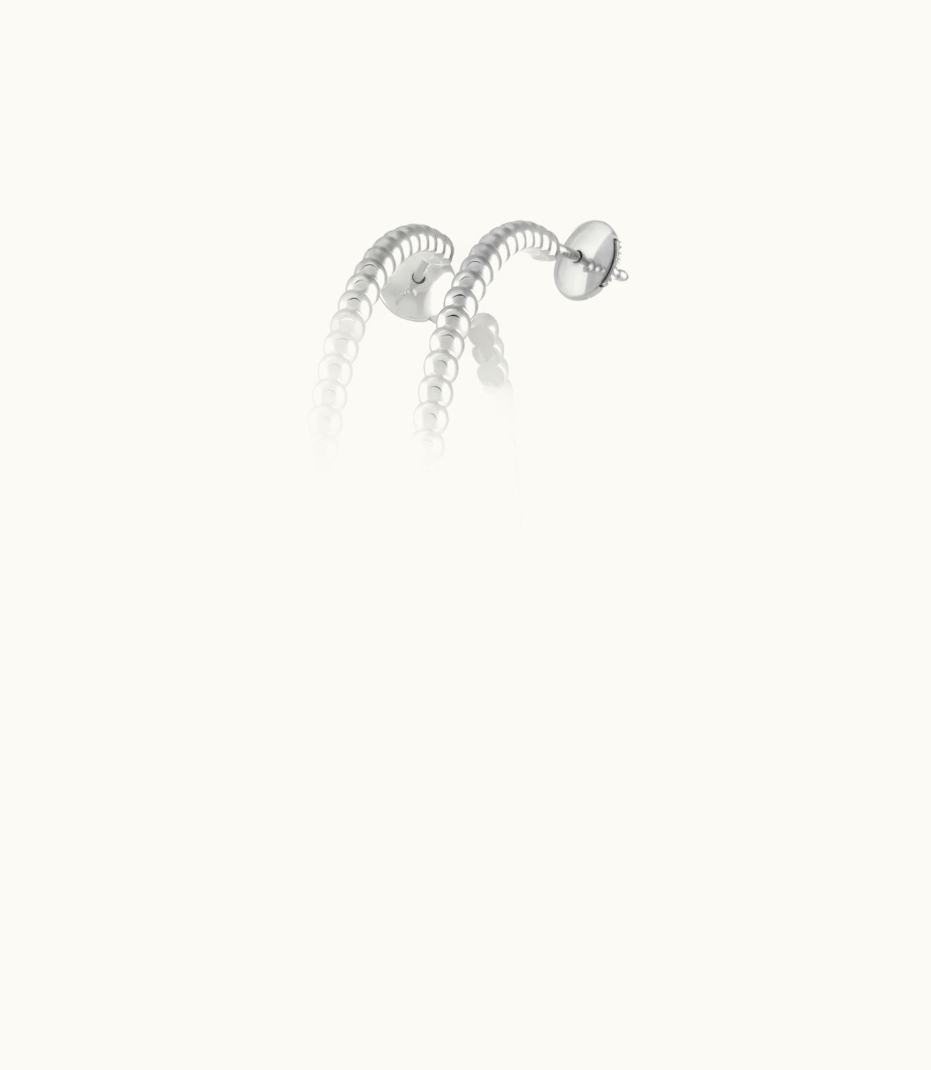 Van Cleef & Arpels Perlée Pearls Of Gold Hoop Earrings, Rhodium Plated 18k White Gold, Large Model