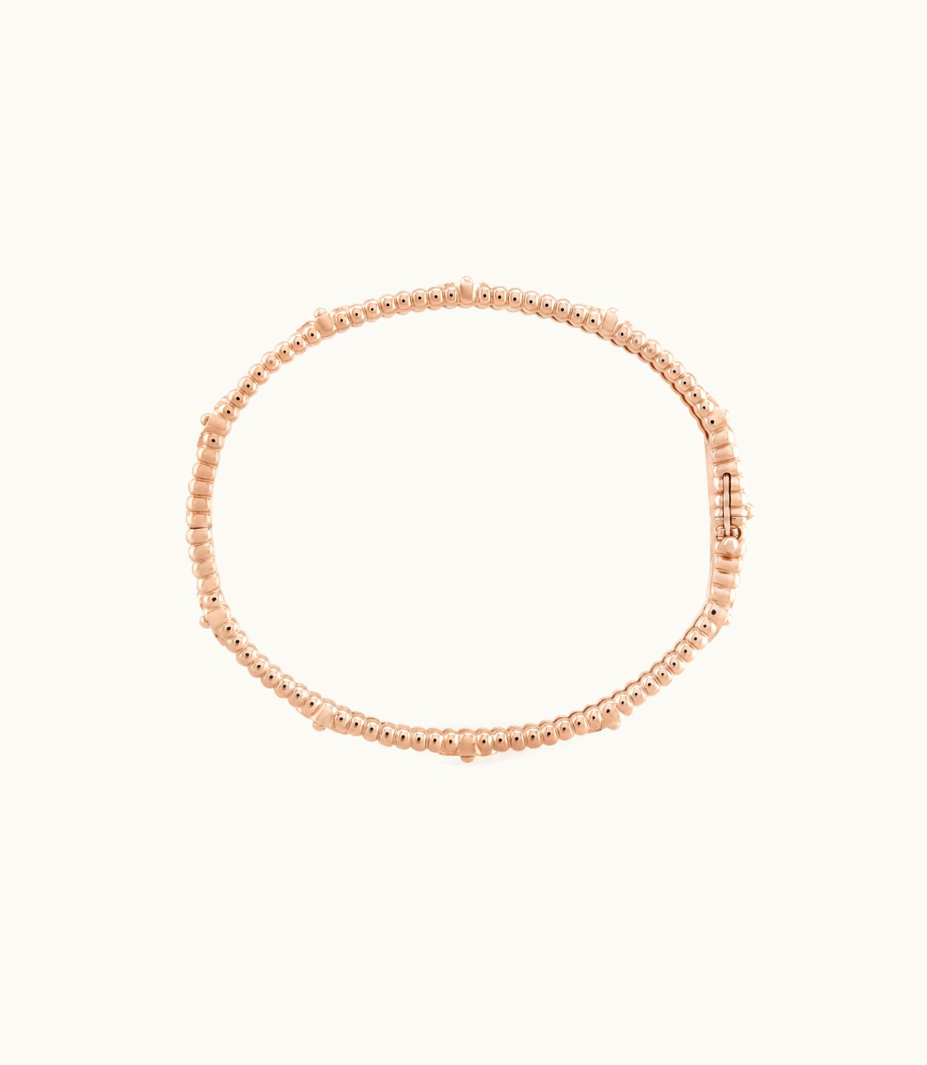 Van Cleef & Arpels Perlée Sweet Clovers Bracelet, 18k Rose Gold, Diamonds, Extra Small Model