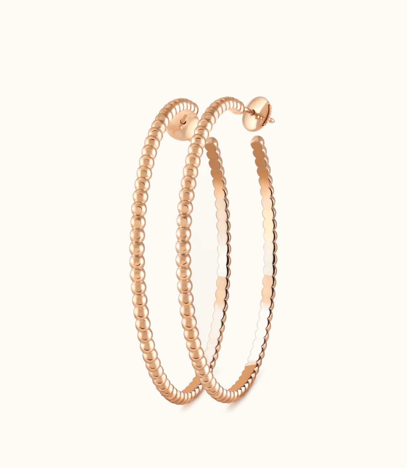 Van Cleef & Arpels Perlée Pearls Of Gold Hoop Earrings, 18k Rose Gold, Large Model