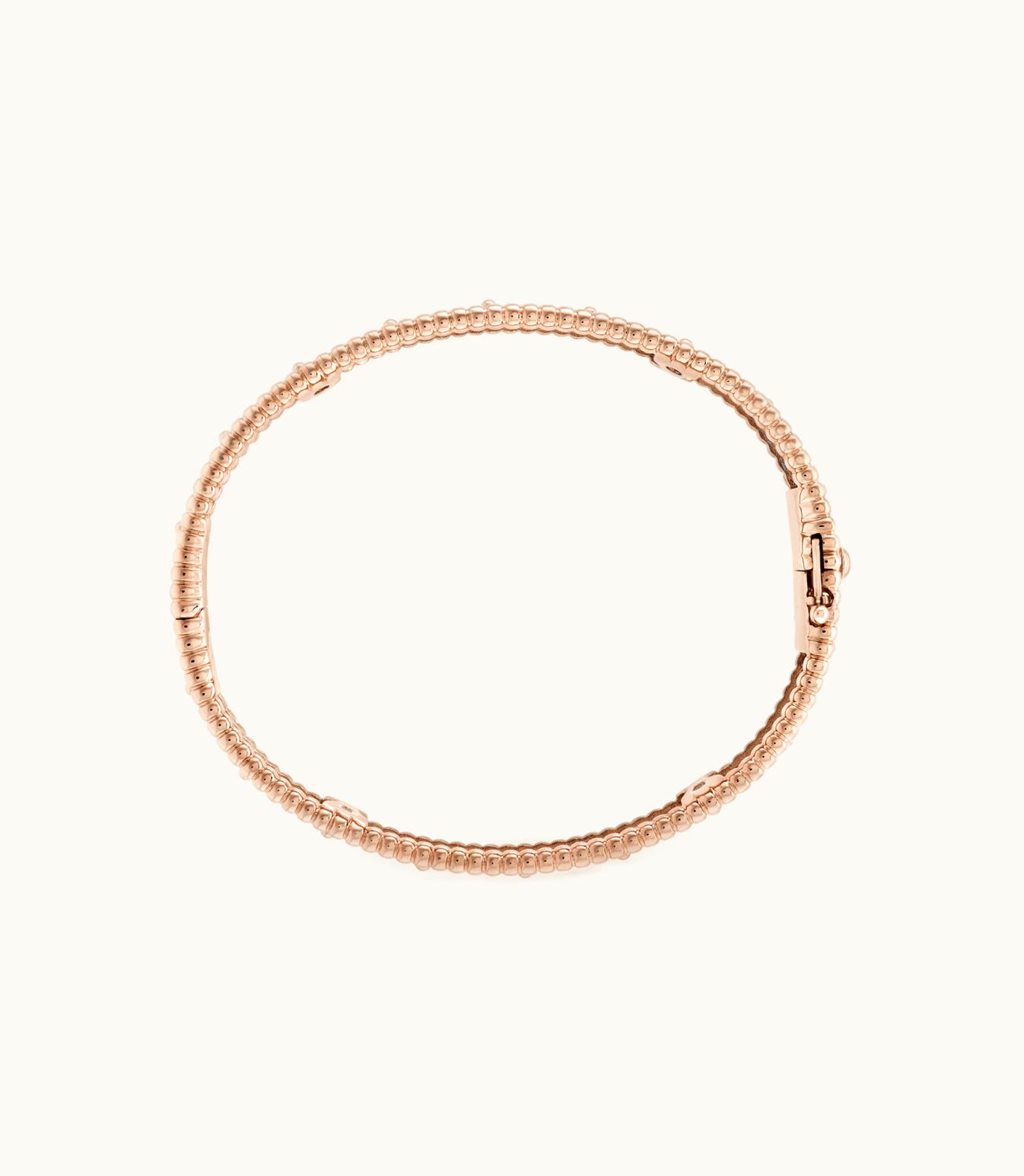 Van Cleef & Arpels Perlée Clovers Bracelet, 18k Rose Gold, Diamonds, Small Model
