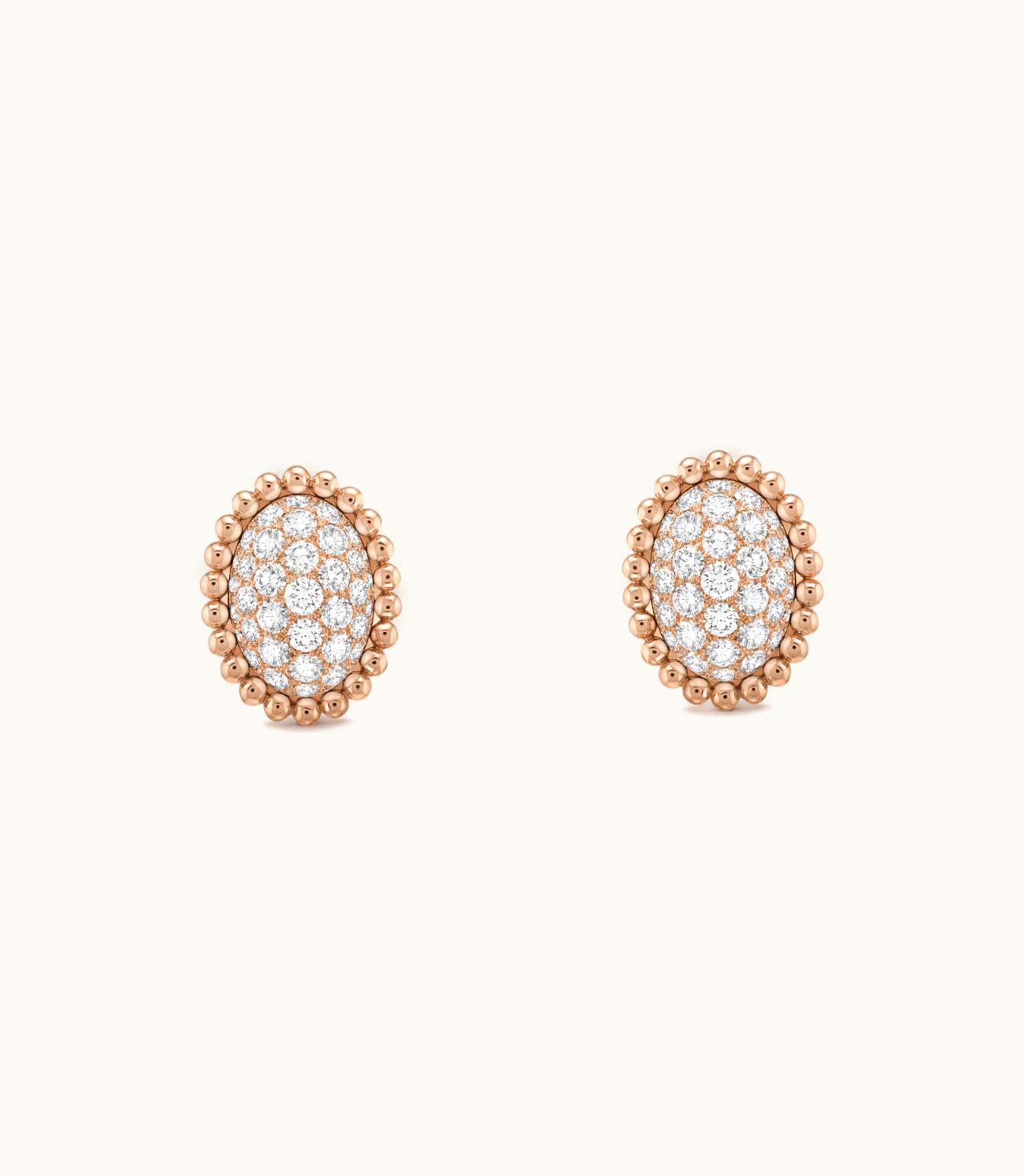 Van Cleef & Arpels Perlée Diamonds Pav‚àö¬© Earrings, 18k Rose Gold, Diamonds
