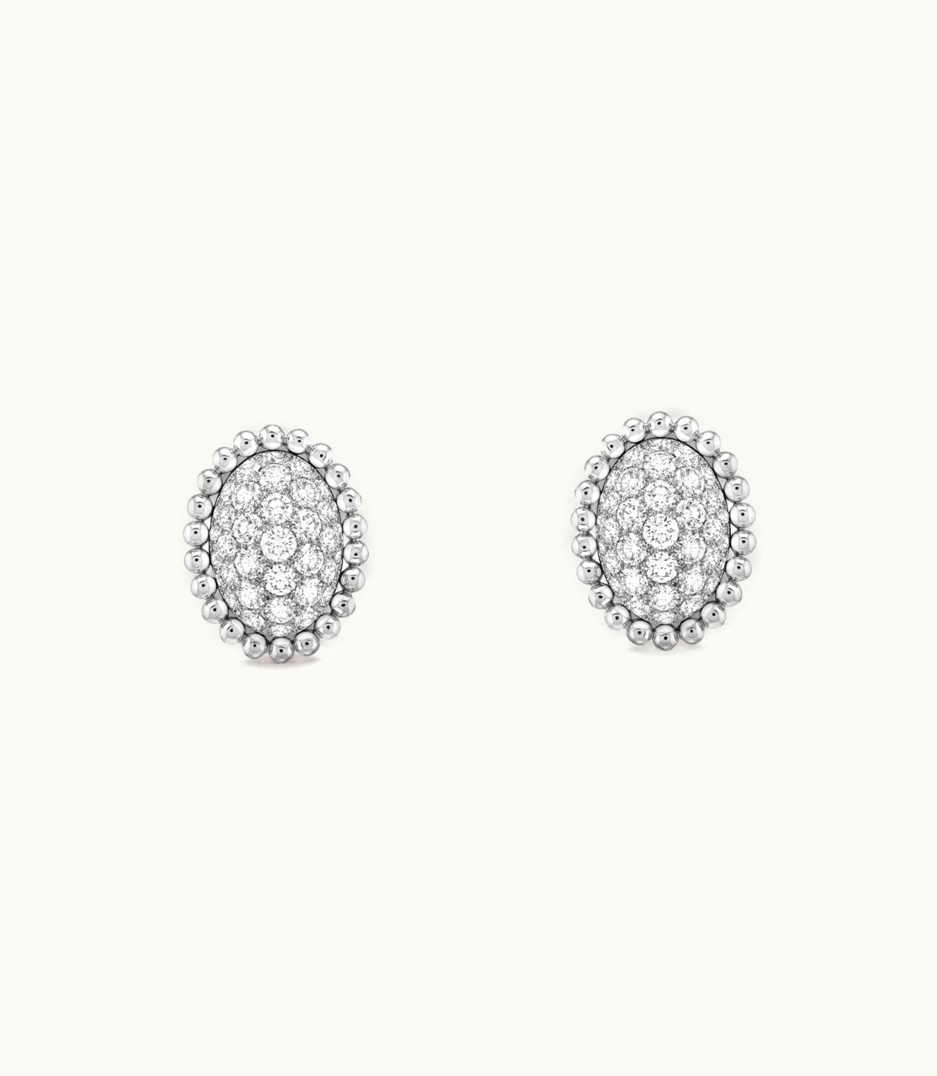Van Cleef & Arpels Perlée Diamonds Pav‚àö¬© Earrings, Rhodium Plated 18k White Gold, Diamonds