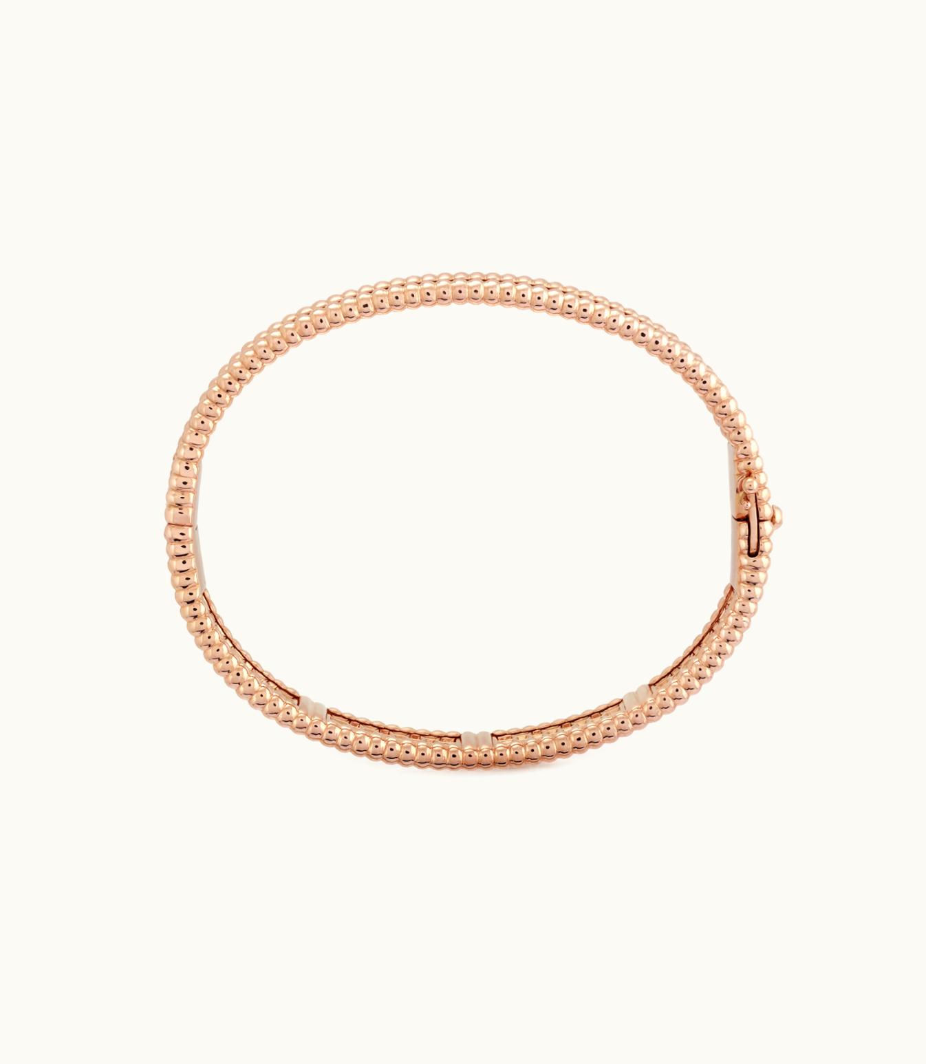 Van Cleef & Arpels Perlée Diamonds Bracelet, 3 Rows, 18k Rose Gold, Diamonds, Small Model