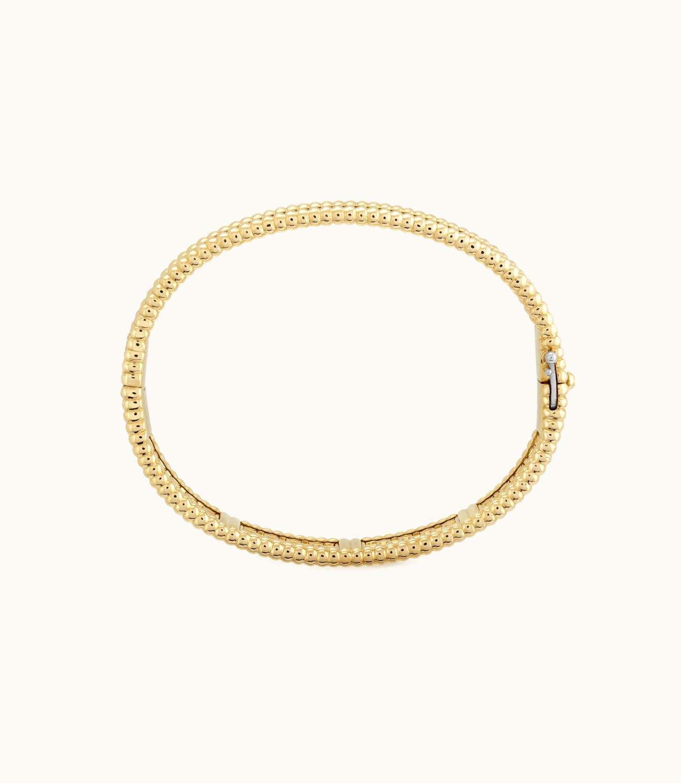 Van Cleef & Arpels Perlée Diamonds Bracelet, 3 Rows, 18k Yellow Gold, Diamonds, Small Model