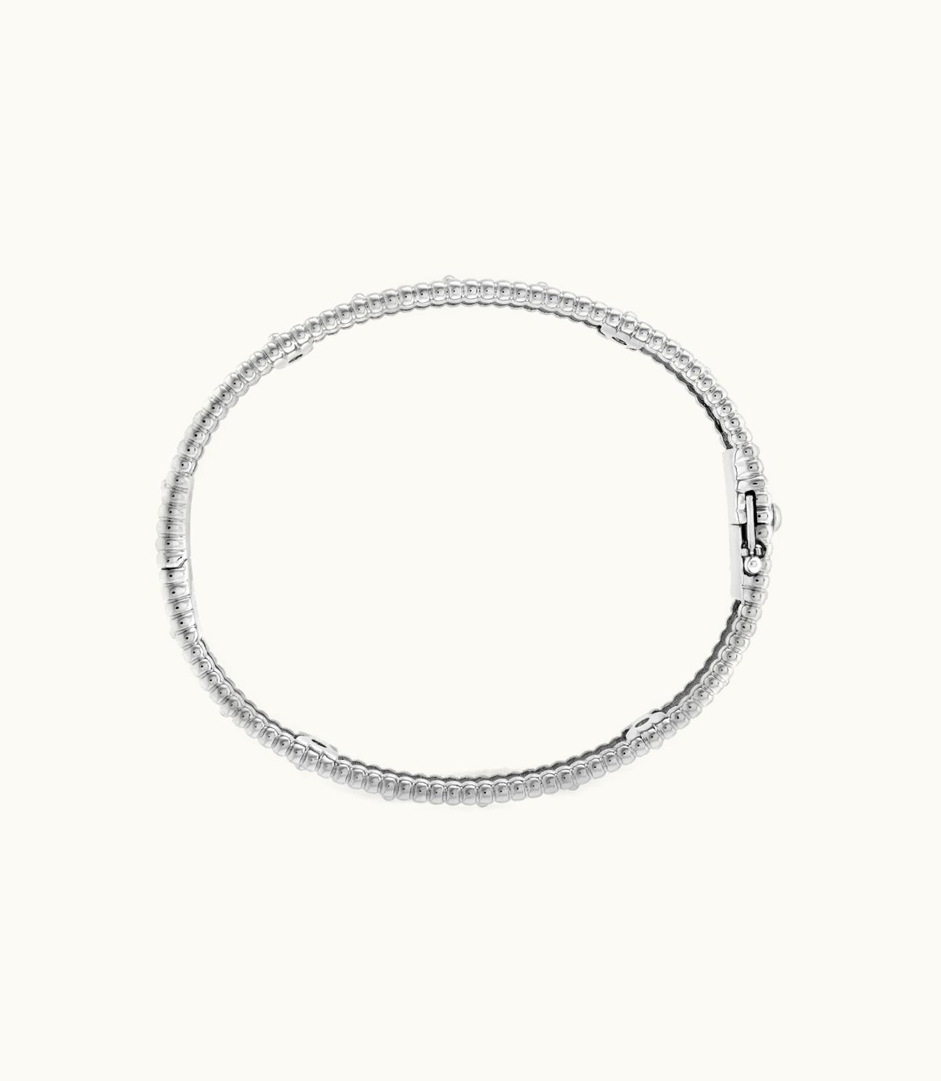 Van Cleef & Arpels Perlée Clovers Bracelet, Rhodium Plated 18k White Gold, Diamonds, Small Model