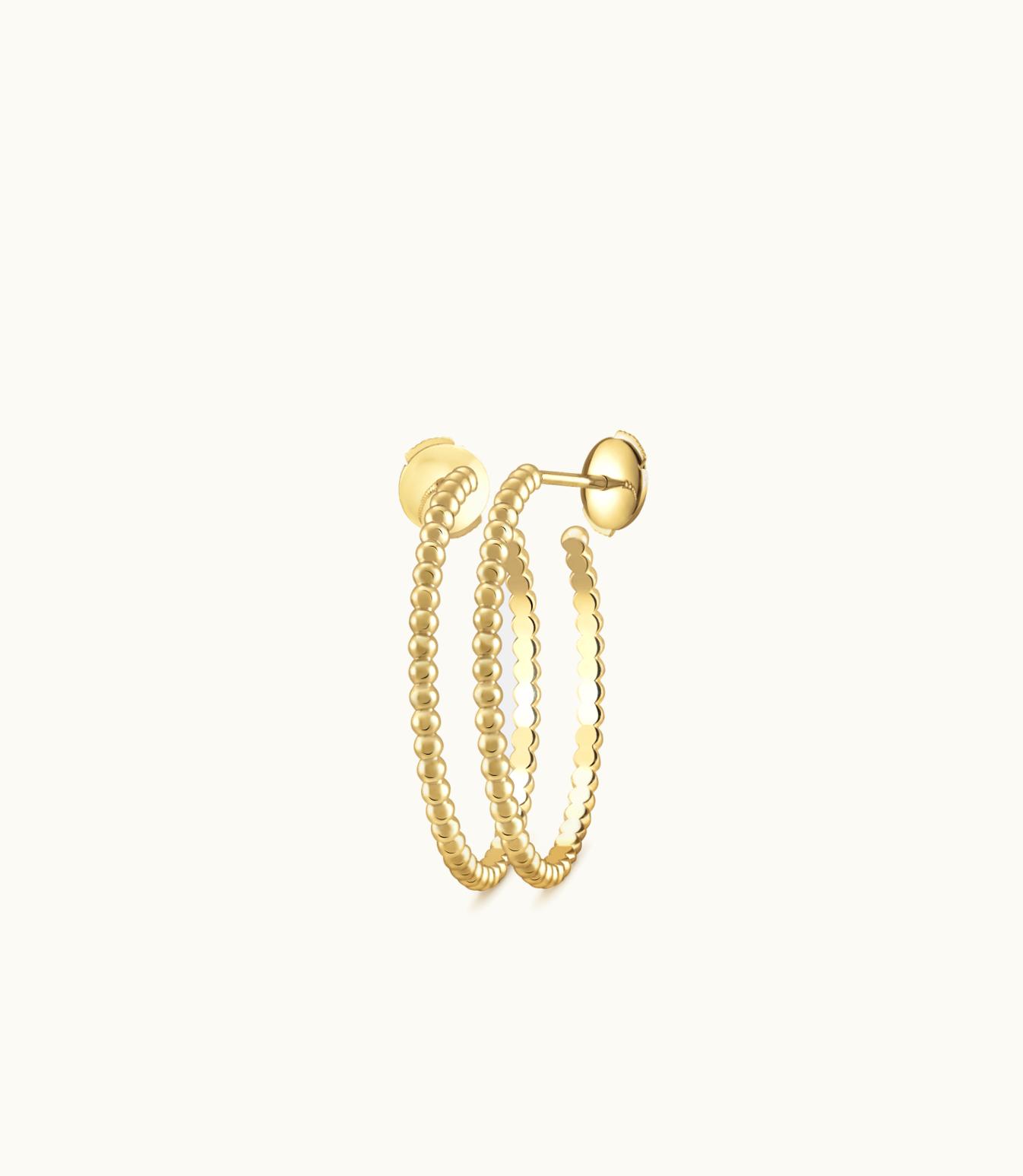 Van Cleef & Arpels Perlée Pearls Of Gold Hoop Earrings, 18k Yellow Gold, Small Model