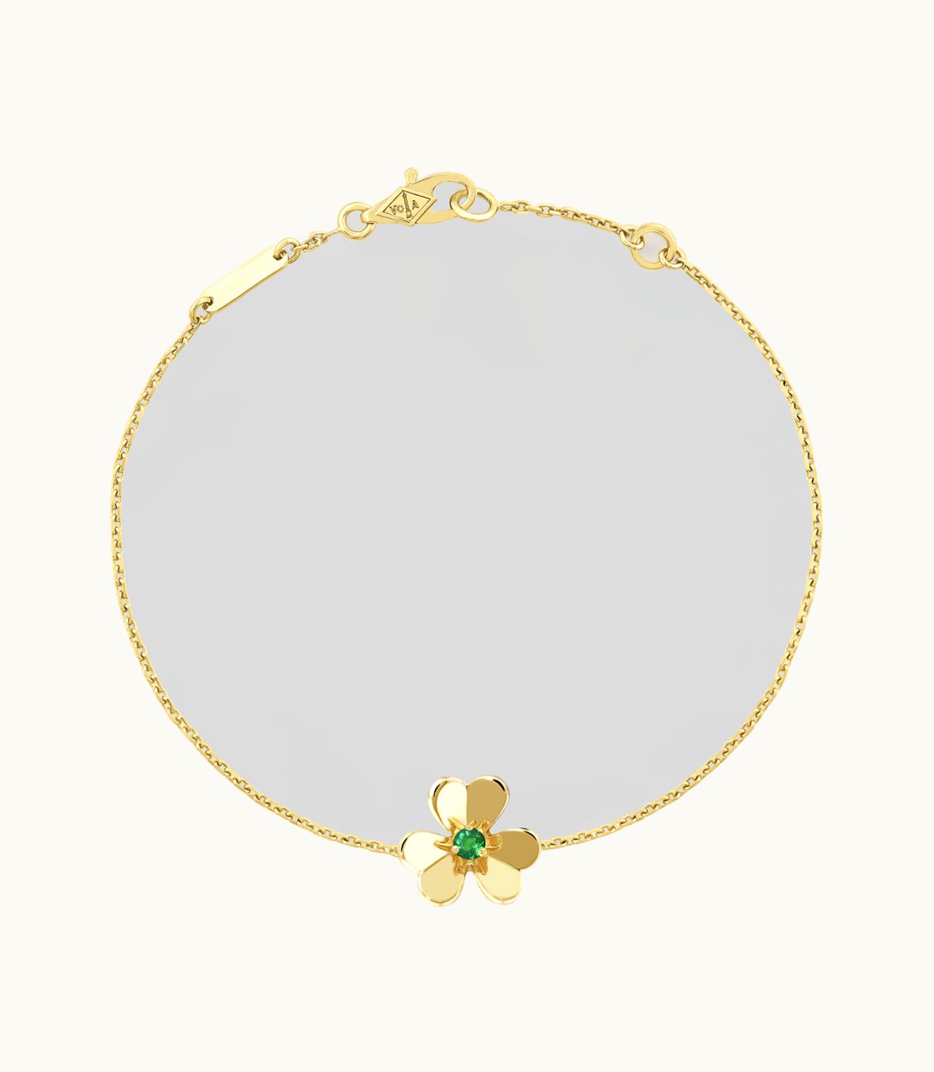 Van Cleef & Arpels Frivole Bracelet, Mini Model, 18k Yellow Gold, Emerald