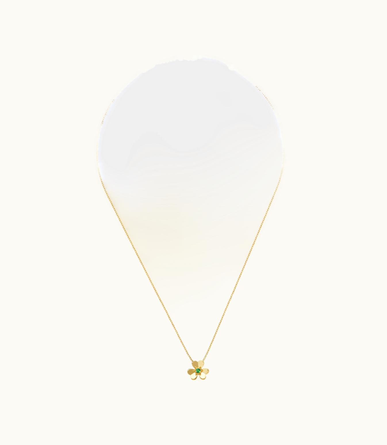 Van Cleef & Arpels Frivole Pendant, Mini Model, 18k Yellow Gold, Emerald