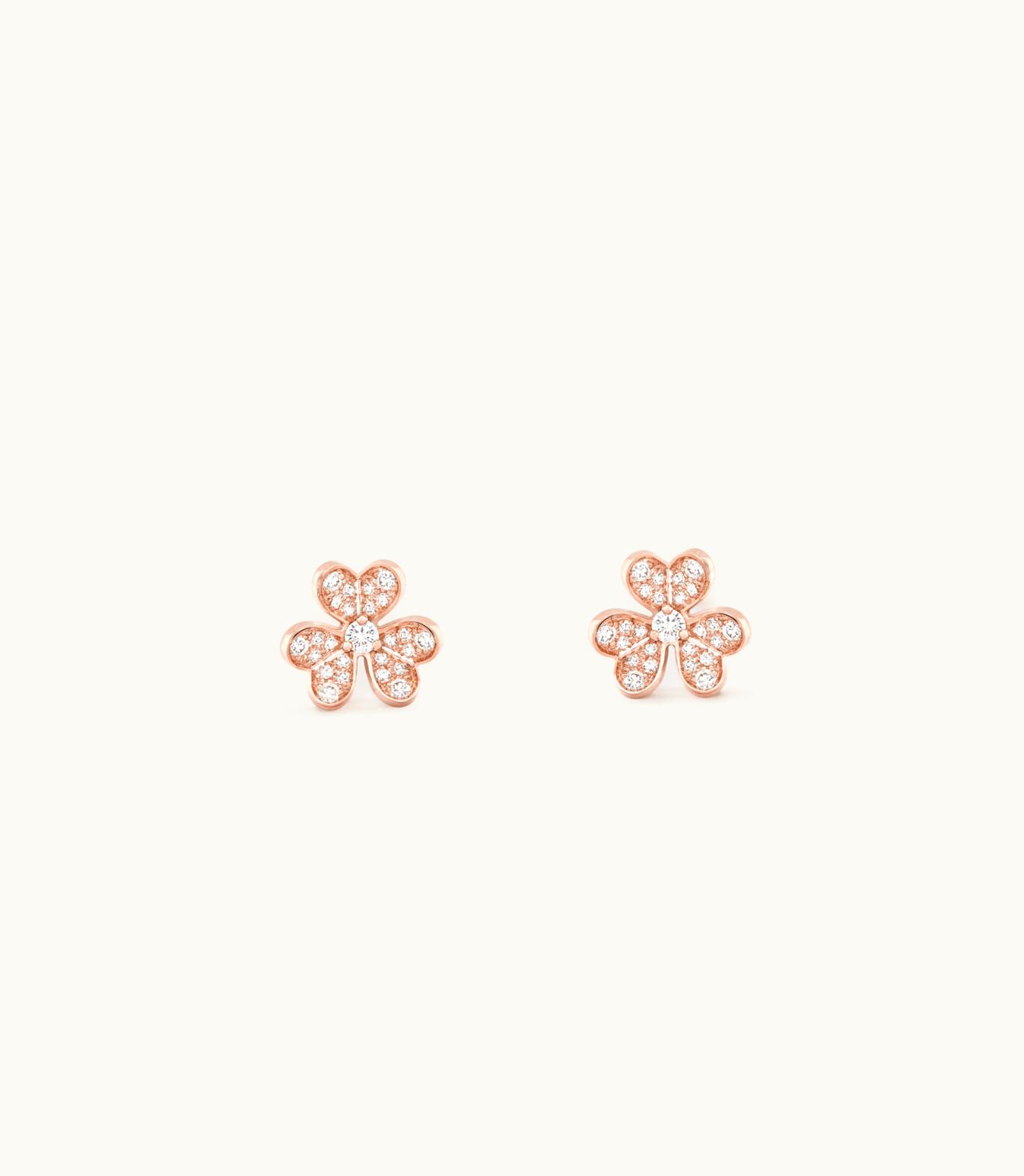 Van Cleef & Arpels Frivole Earrings, Mini Model, 18k Rose Gold, Diamonds