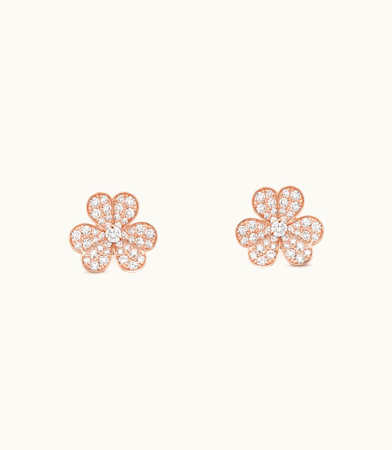 Van Cleef & Arpels Frivole Earrings, Small Model, 18k Rose Gold, Diamonds