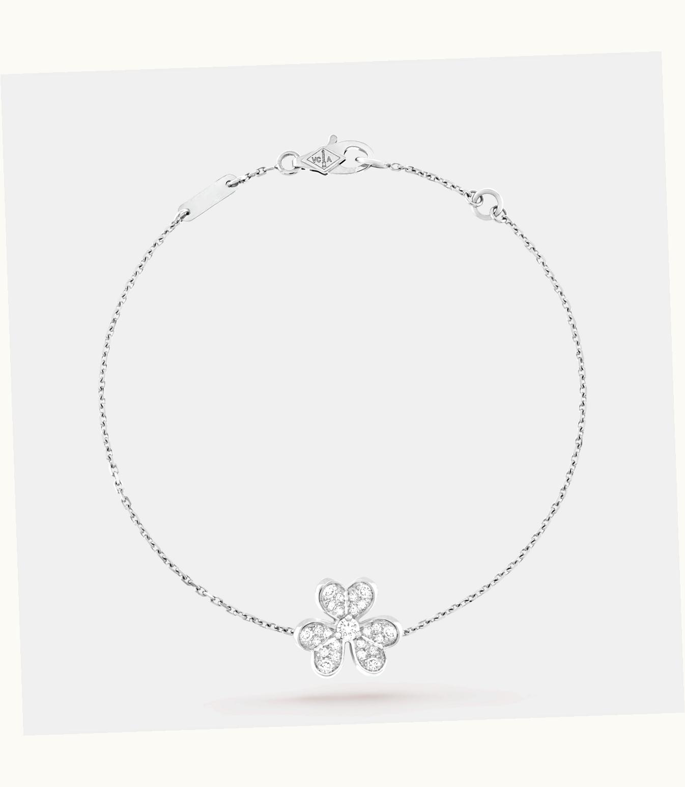 Van Cleef & Arpels Frivole Bracelet, Mini Model, Rhodium Plated 18k White Gold, Diamonds