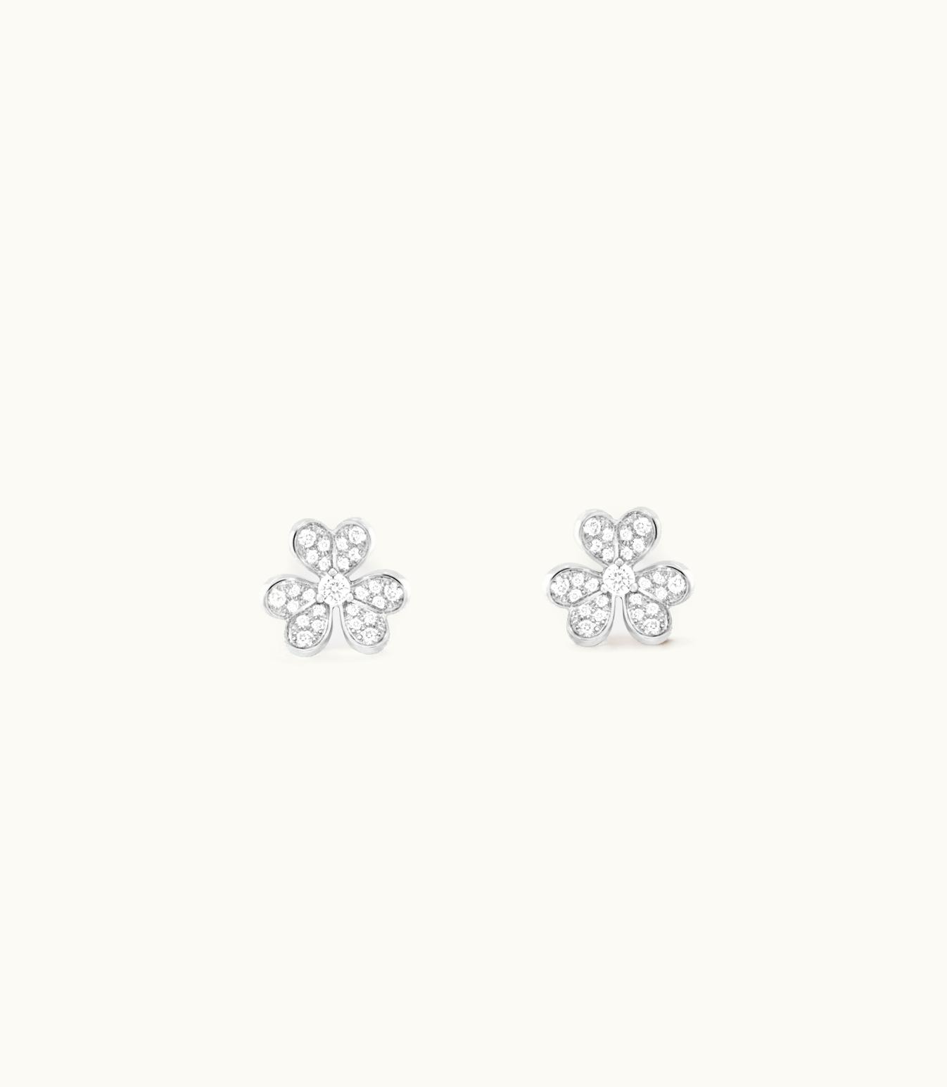Van Cleef & Arpels Frivole Earrings, Mini Model, Rhodium Plated 18k White Gold, Diamonds VCARP3W100