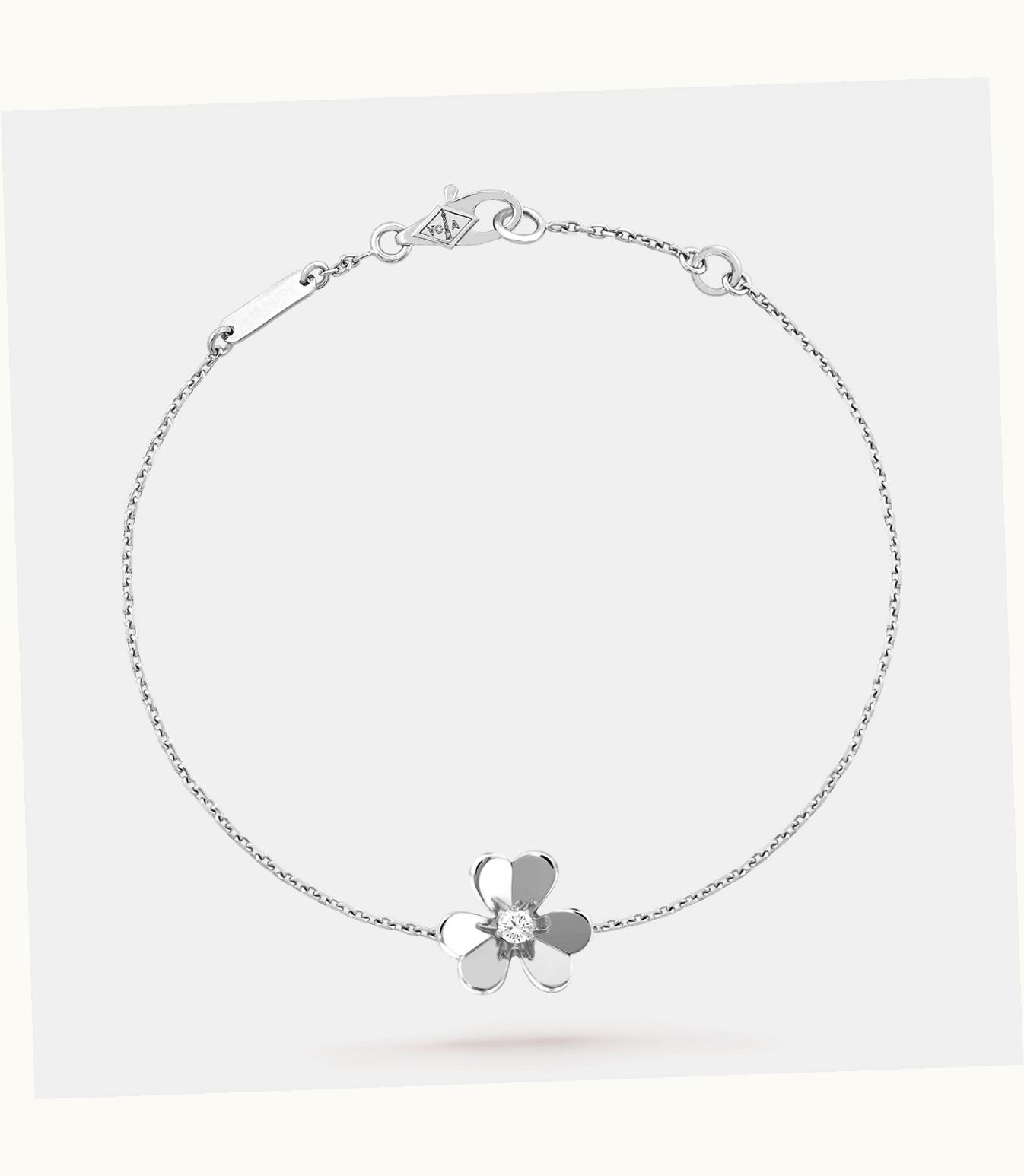 Van Cleef & Arpels Frivole Bracelet, Mini Model, Rhodium Plated 18k White Gold, Diamond