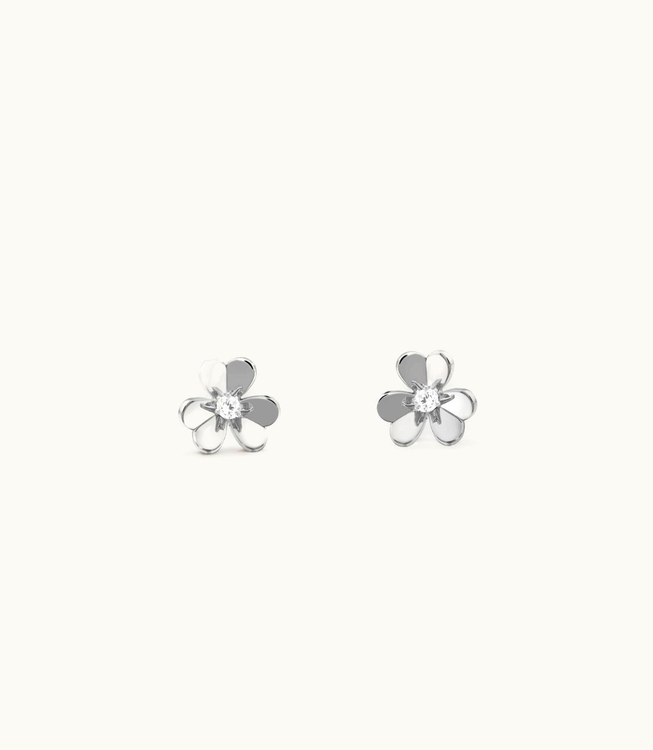 Van Cleef & Arpels Frivole Earrings, Mini Model, Rhodium Plated 18k White Gold, Diamonds VCARP0J600