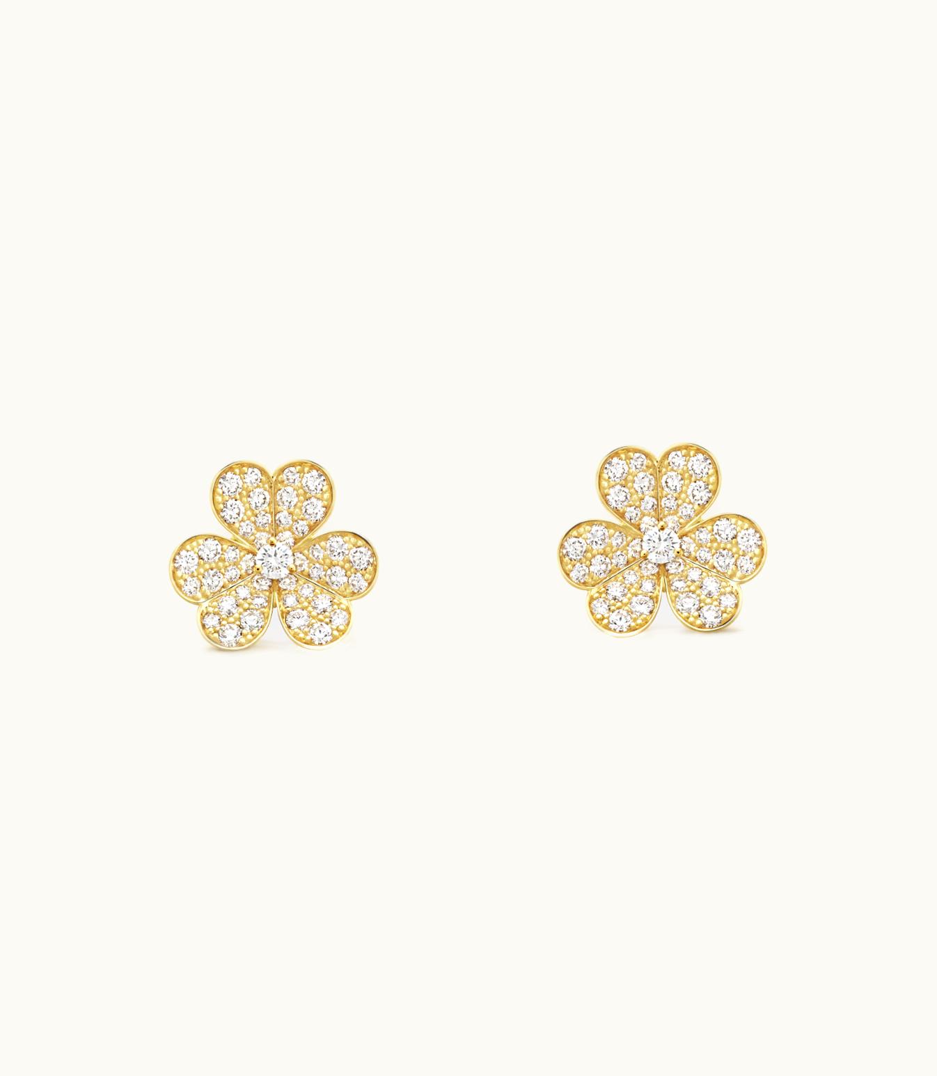 Van Cleef & Arpels Frivole Earrings, Small Model, 18k Yellow Gold, Diamonds VCARP0J900