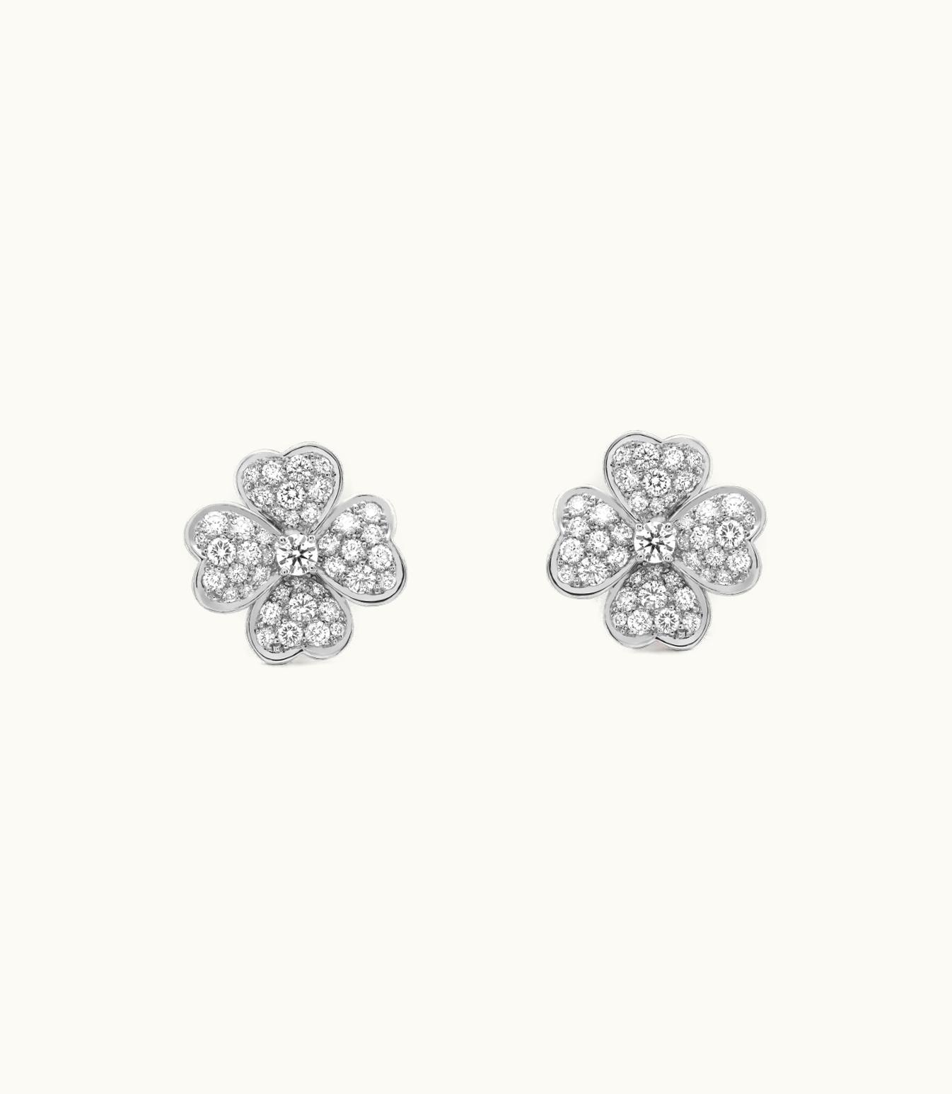Van Cleef & Arpels Cosmos Earrings, Small Model, Rhodium Plated 18k White Gold, Diamonds