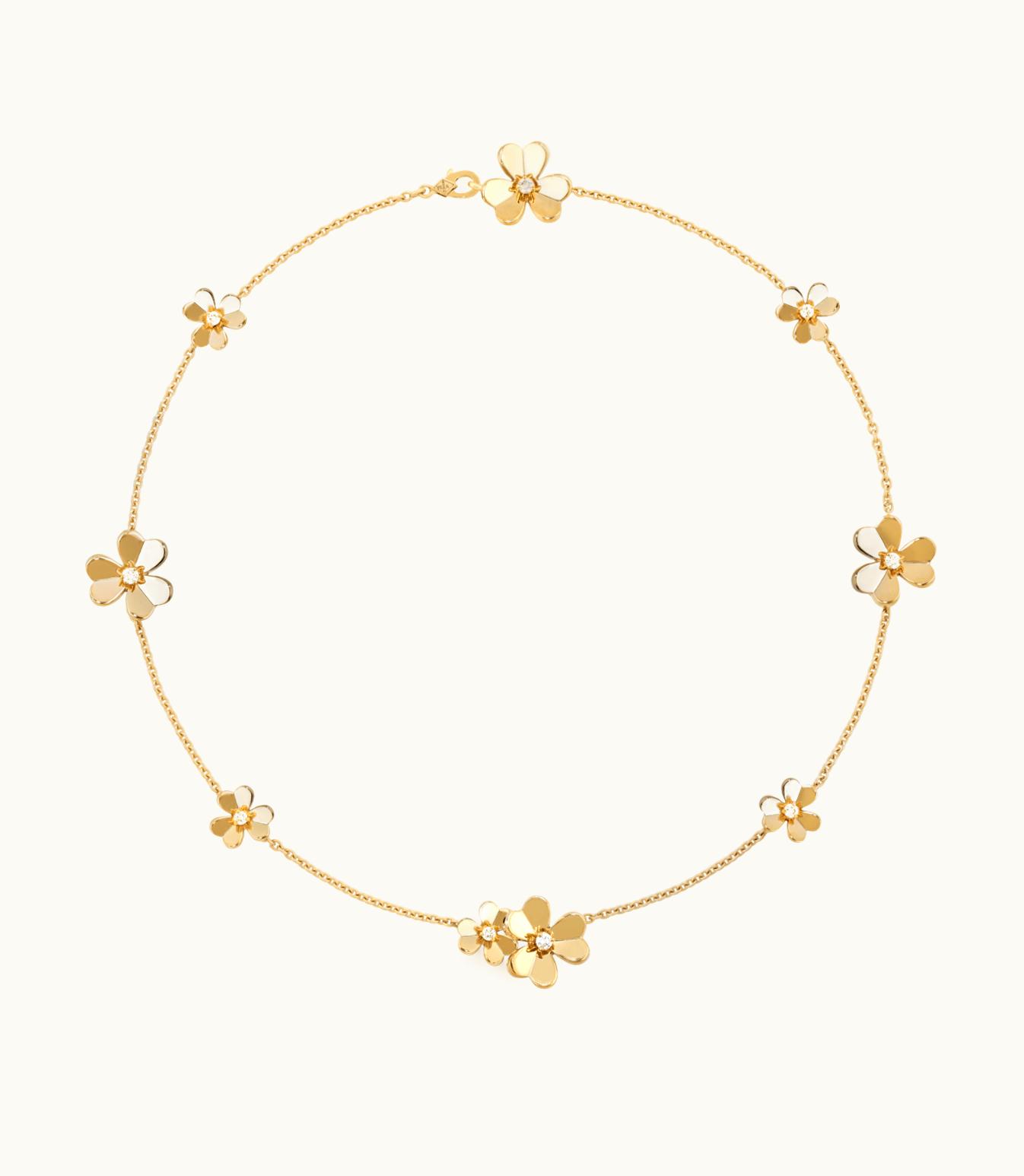 Van Cleef & Arpels Frivole Necklace, 9 Flowers, 18k Yellow Gold, Diamonds VCARD31500