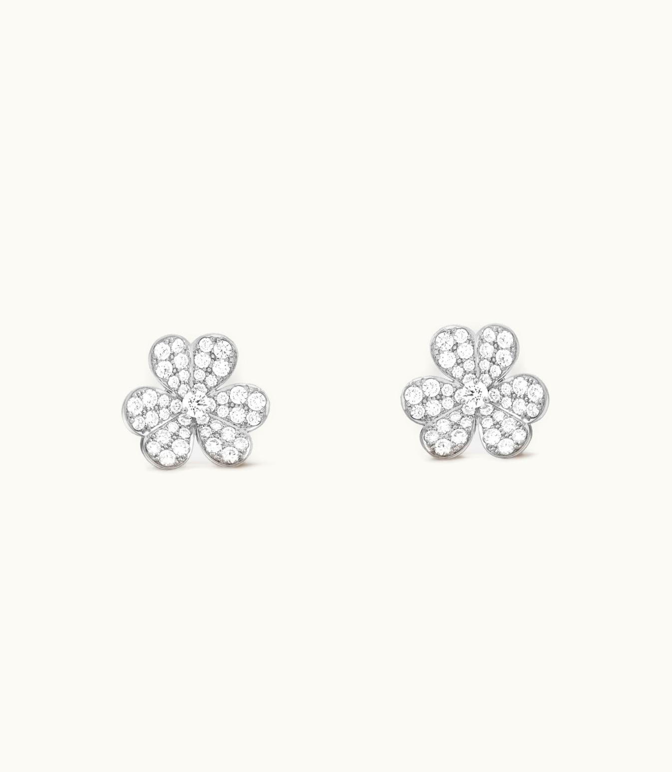 Van Cleef & Arpels Frivole Earrings, Small Model, Rhodium Plated 18k White Gold, Diamonds VCARB65800