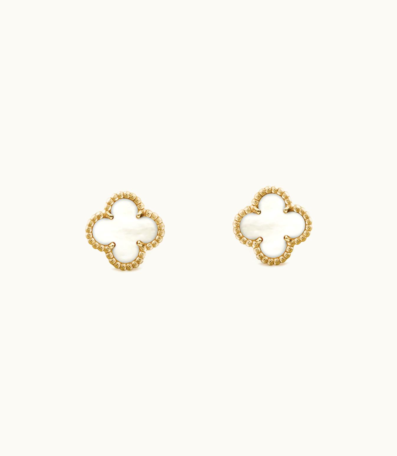 Van Cleef & Arpels Sweet Alhambra Earstuds, 18k Yellow Gold, White Mother-of-pearl