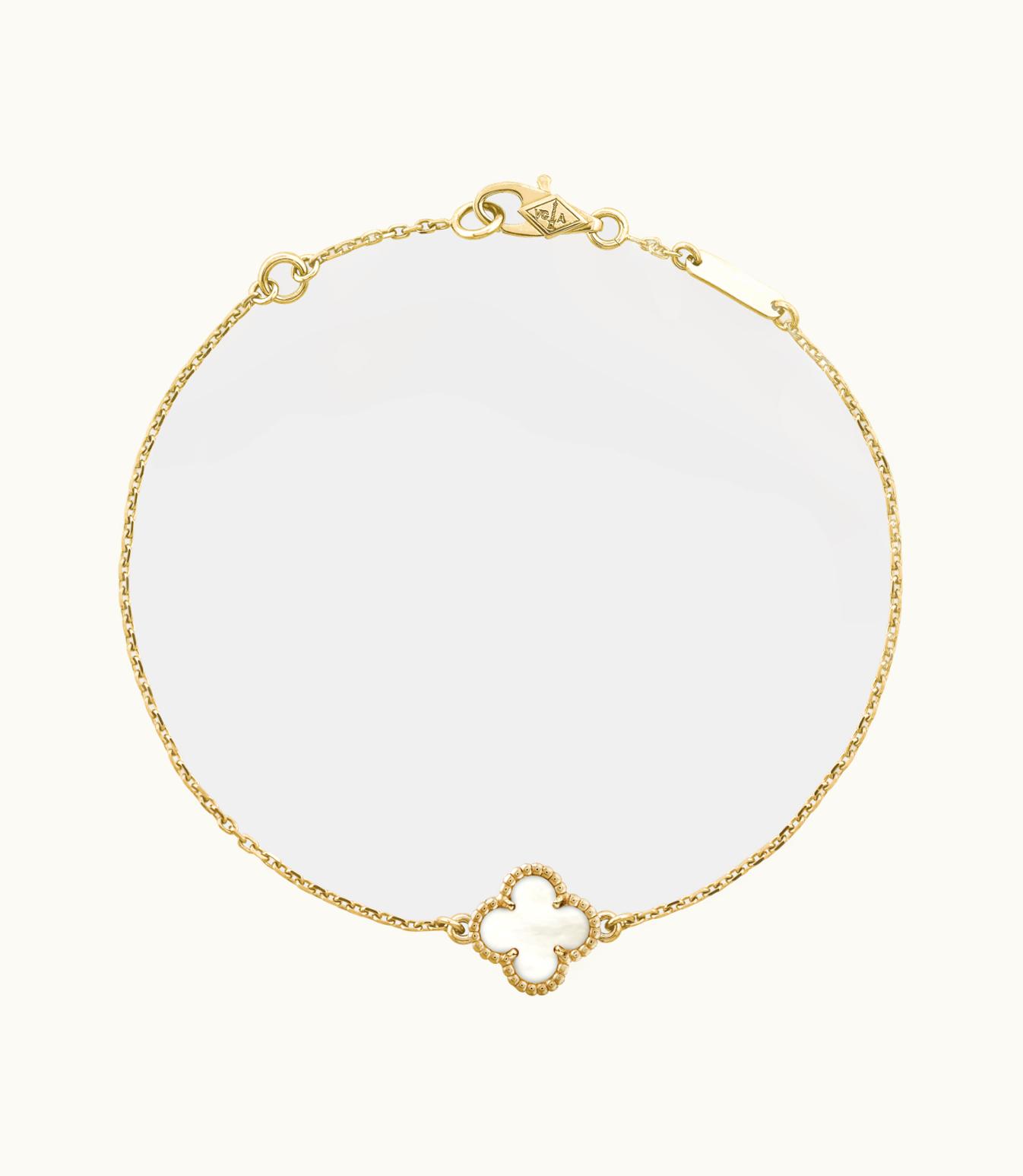 Van Cleef & Arpels Sweet Alhambra Bracelet, 18k Yellow Gold, White Mother-of-pearl
