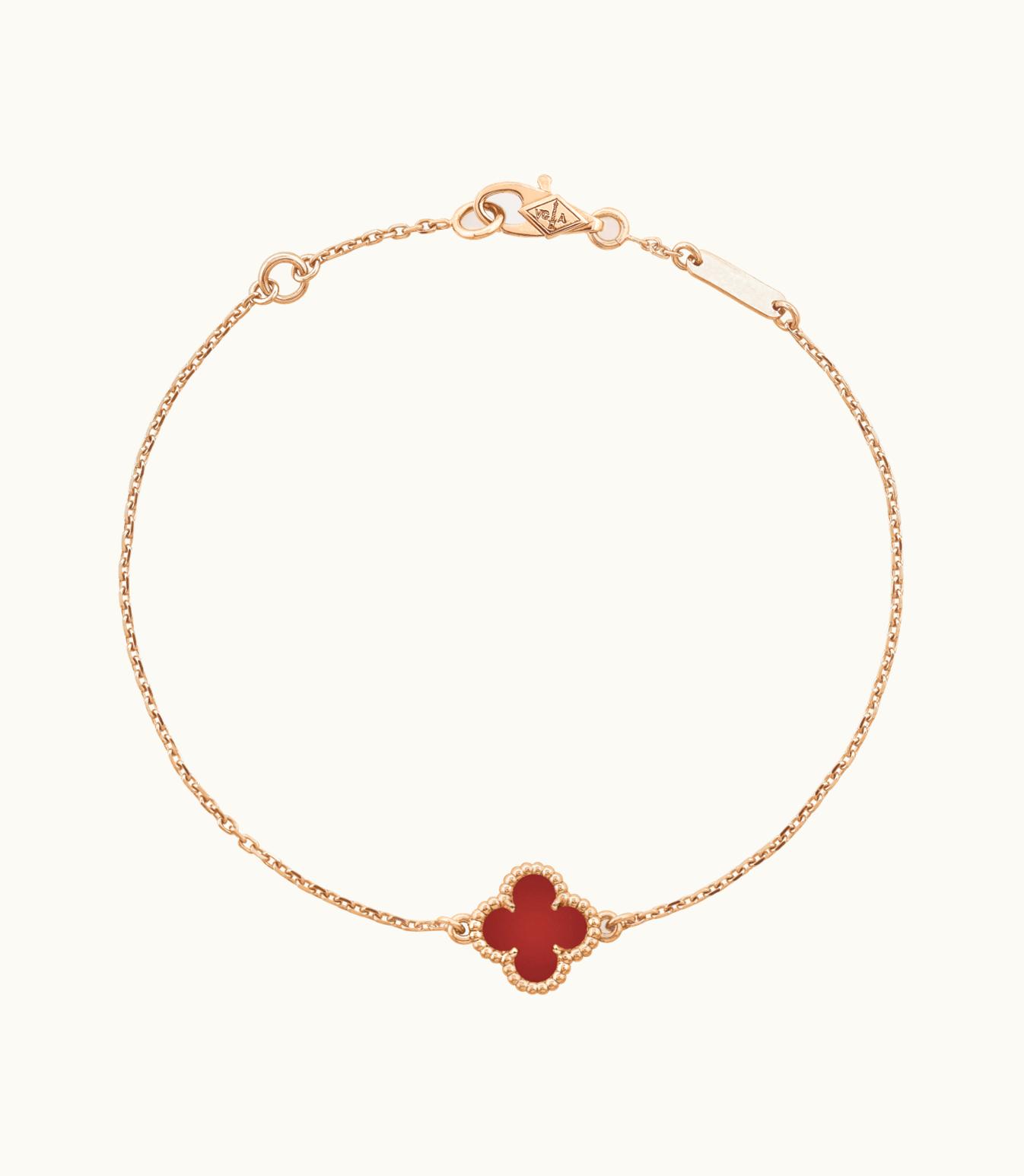 Van Cleef & Arpels Sweet Alhambra Bracelet, 18k Rose Gold, Carnelian